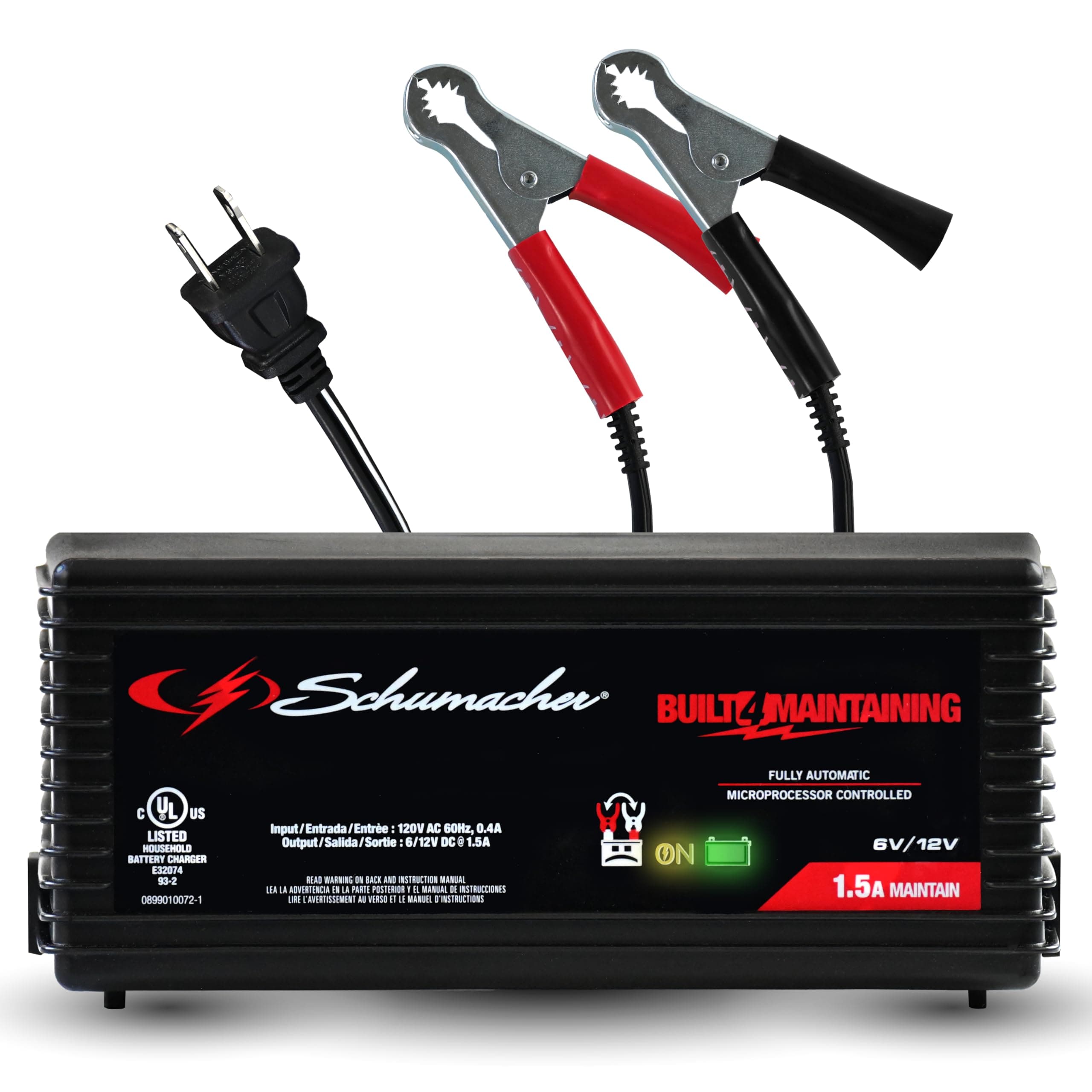Schumacher Electric 3-in-1 Battery Charger, Maintainer, and Desulfator, SC1355 Fully Automatic - 1.5 Amp, 6 Volt and 12 Volt - For Motorcycle, Power Sport, Car, and Marine Batteries