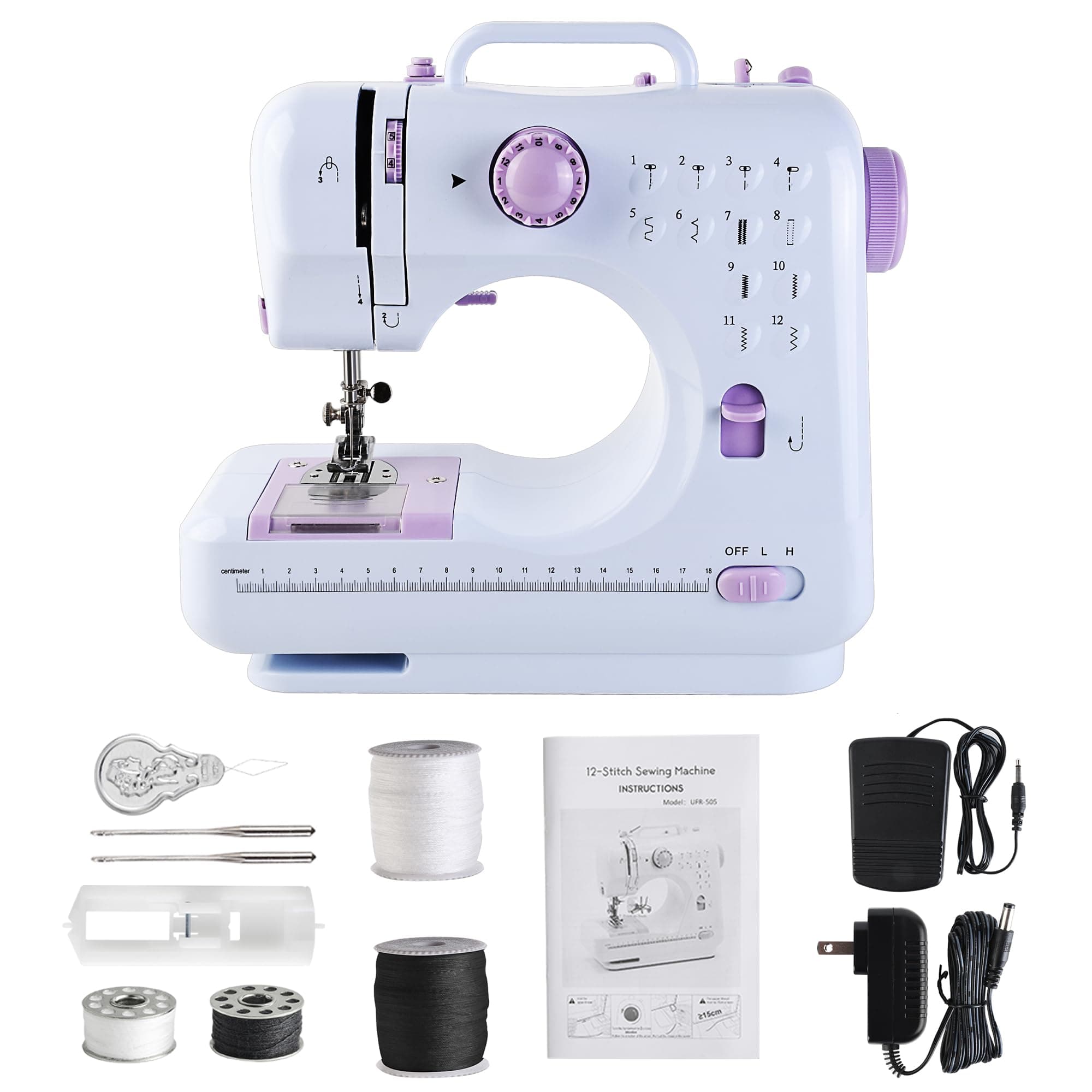 Mini Sewing Machine for Beginners and Kids, Sewing Machines with Reverse Sewing and 12 Built-in Stitches, Portable Sewing Machine