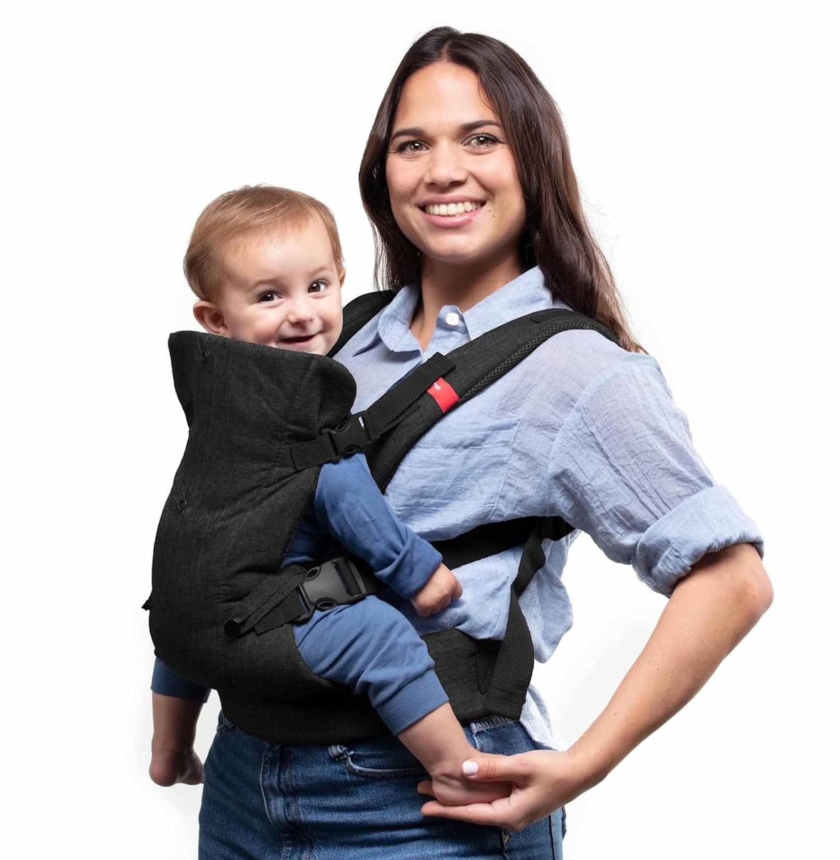 4-in-1 Baby Carrier Newborn to Toddler 8-32 lbs - All-Position, Hip-Healthy Newborn Carrier, Adjustable Baby Carriers with Breathable 3D Mesh Panels & 2-in-1 Snap-On Bib (Black)