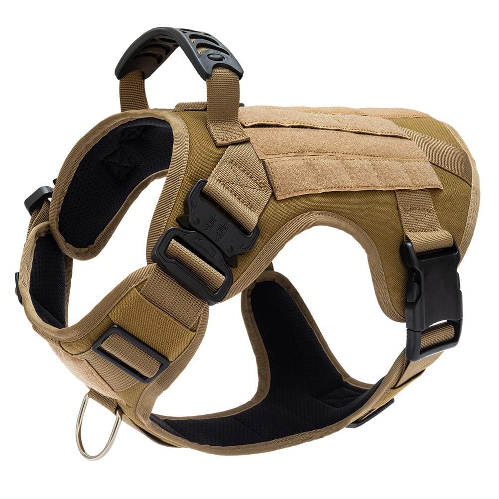 Tactical Dog Harness with Handle, Military Mesh Working Dog Harness Vest, No Pull Adjustable Service Vest with Metal Clips for Walking and Training