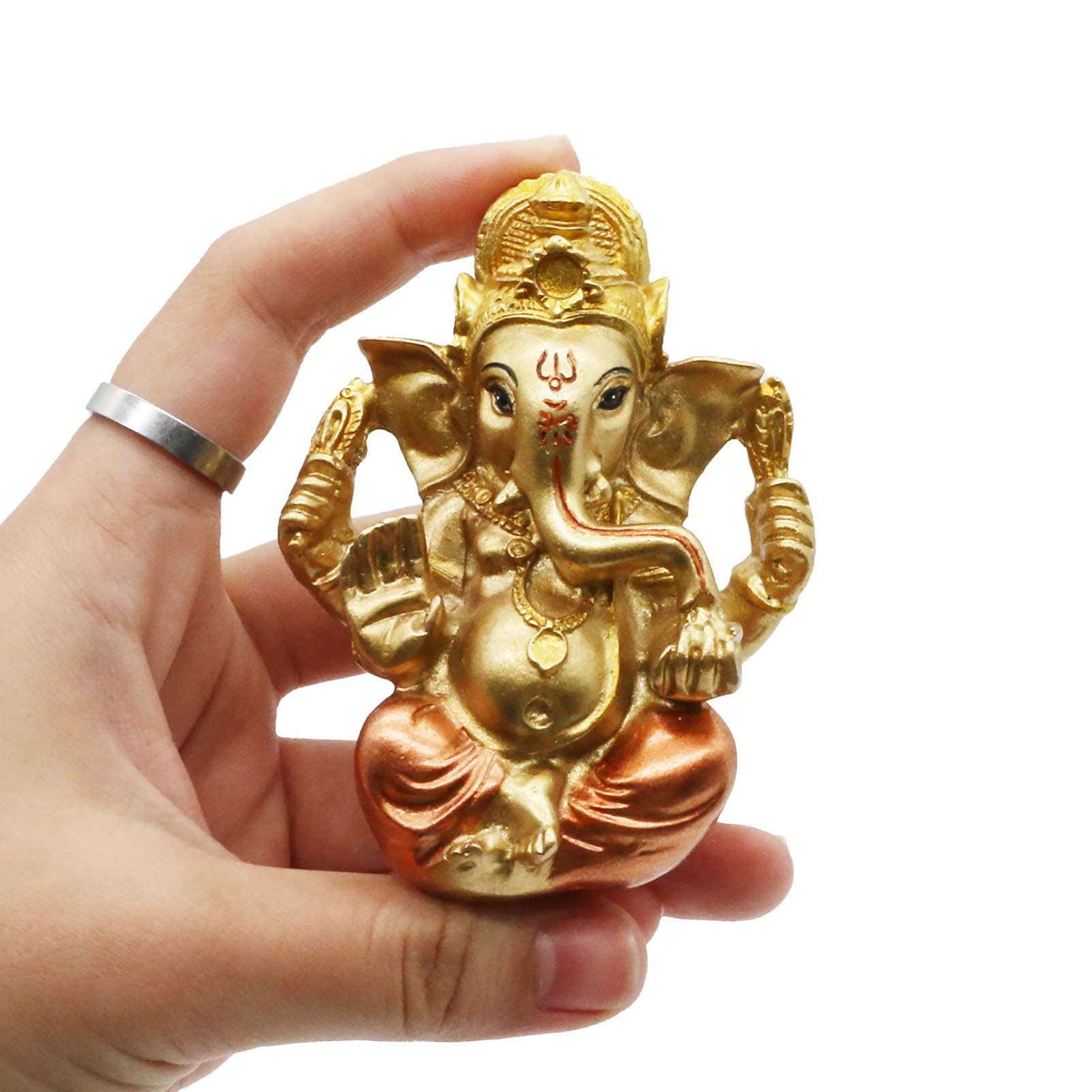 BangBangDa Hindu Ganesh for Car Dashboard - Indian Mini Ganesha Statue Decor India Home Office Temple Mandir Pooja Items Diwali Gift Murti Ganpati Idol Yoga Zen Meditation Room Altar Shrine Kit