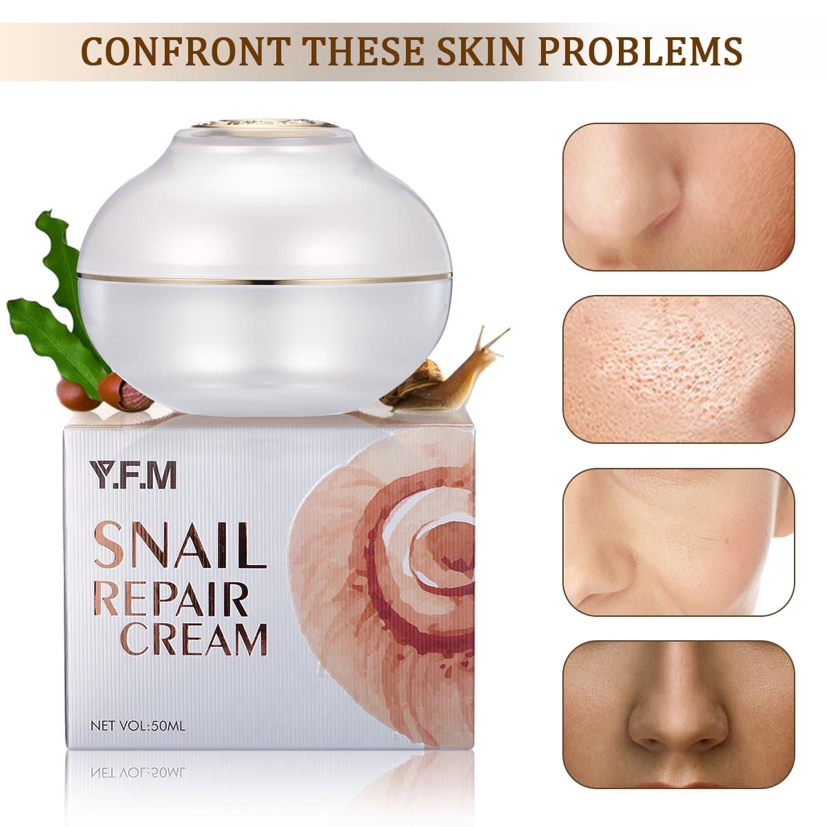 Y.F.M. Snail Cream Snail Gel Cream, Anti Aging Anti Wrinkle Face Moisturizer Snail Repair Cream Day & Night Cream with Snail Extract Best Gift for Mother's Day