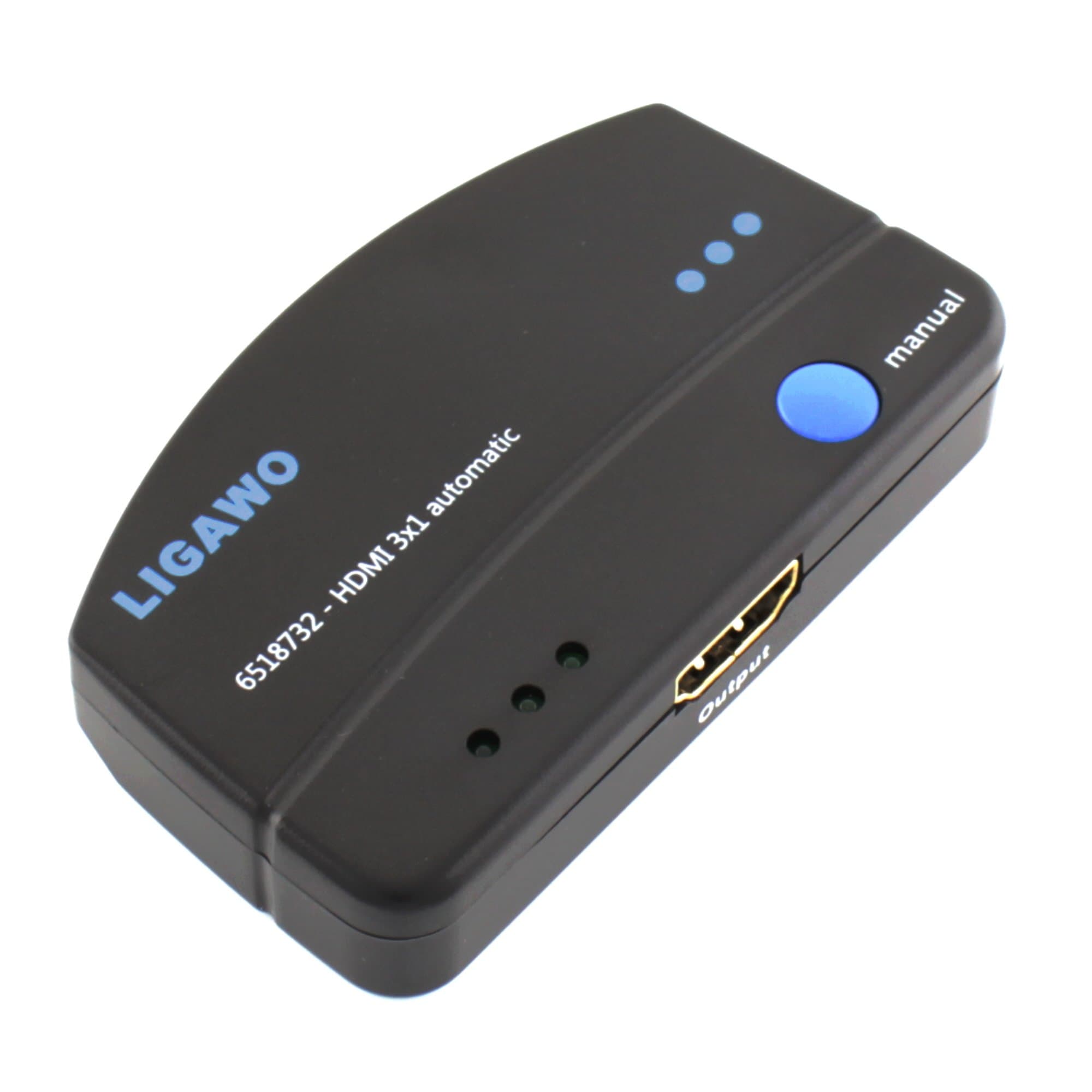 Ligawo 6518732 HDMI Switch 3x1 Automatic + IR Extender Remote Control