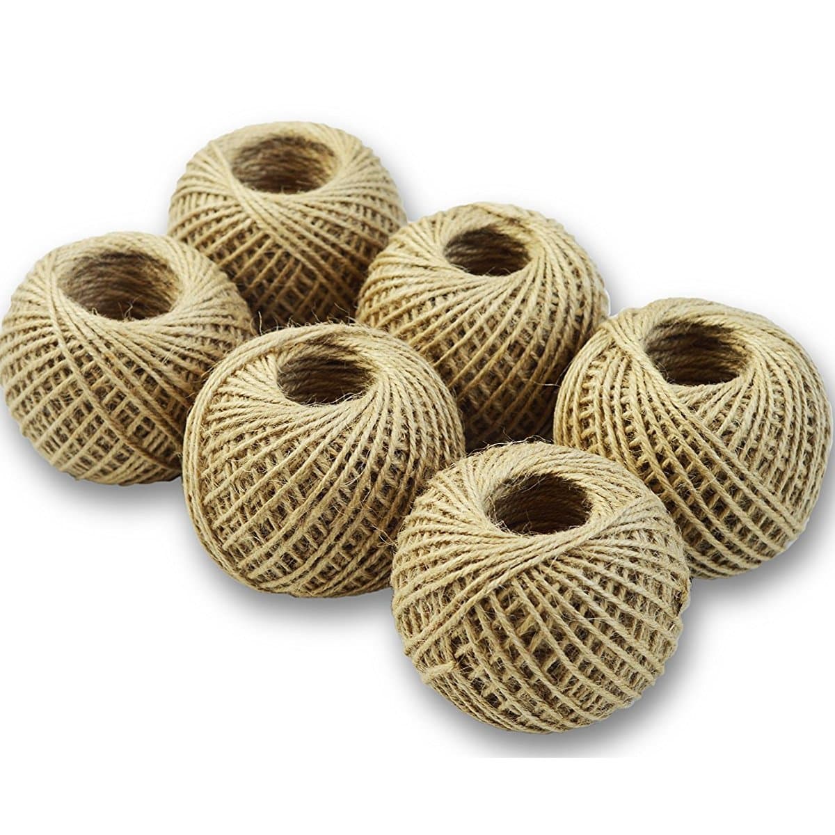 Jute Twine for Crafts, Butcher String, or Garden- 6 Roll Value Pack 220 Ft Per Roll