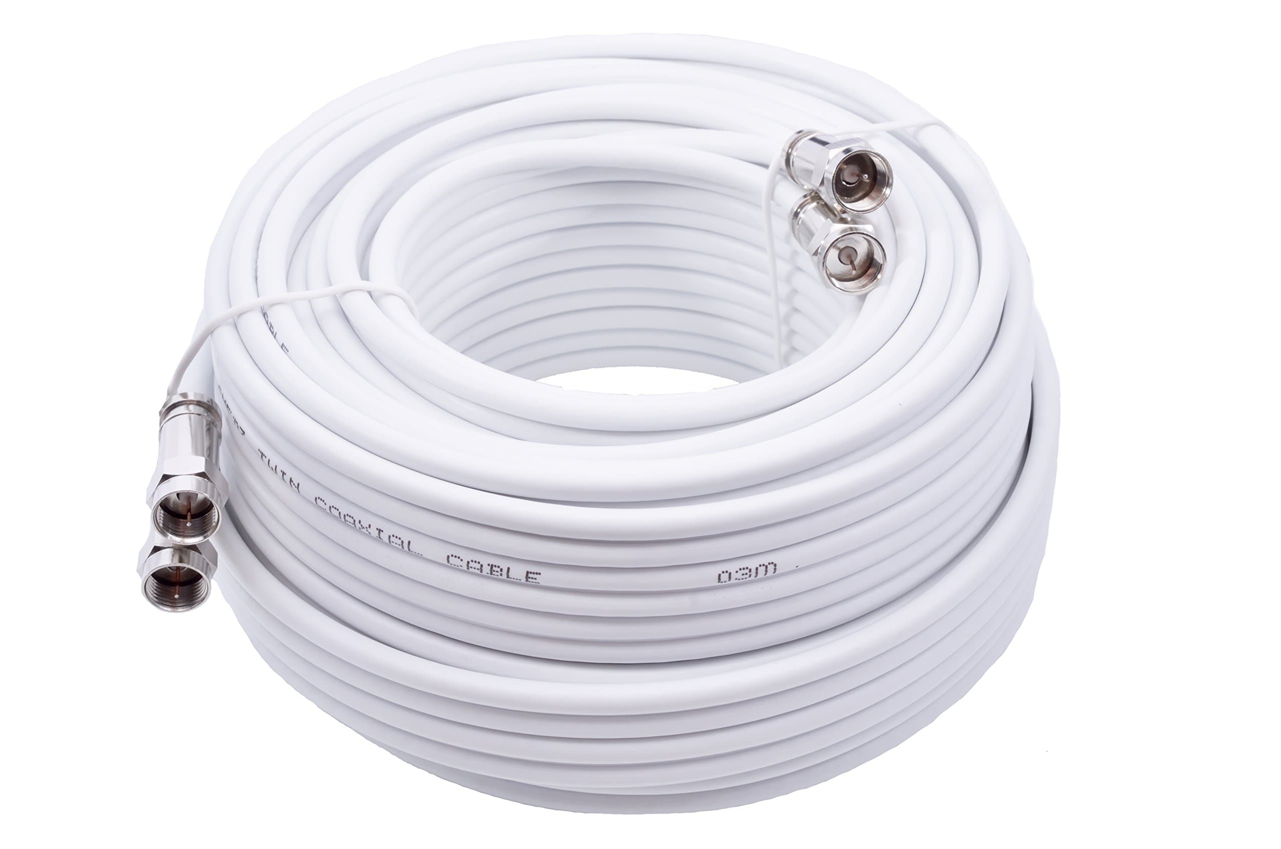 10m White Twin Satellite Shotgun Cable Extension Kit With Premium Grade Fitted Compression F-connectors As Used By The Professionals For Sky+ , HD , Freesat Allows You To Relocate Your Existing Box , Kit Consists Of 10m Sky Double Coax , 20 x Cable Clips , 4 x Connected Compression F-connectors , 2 x F-connector Couplers