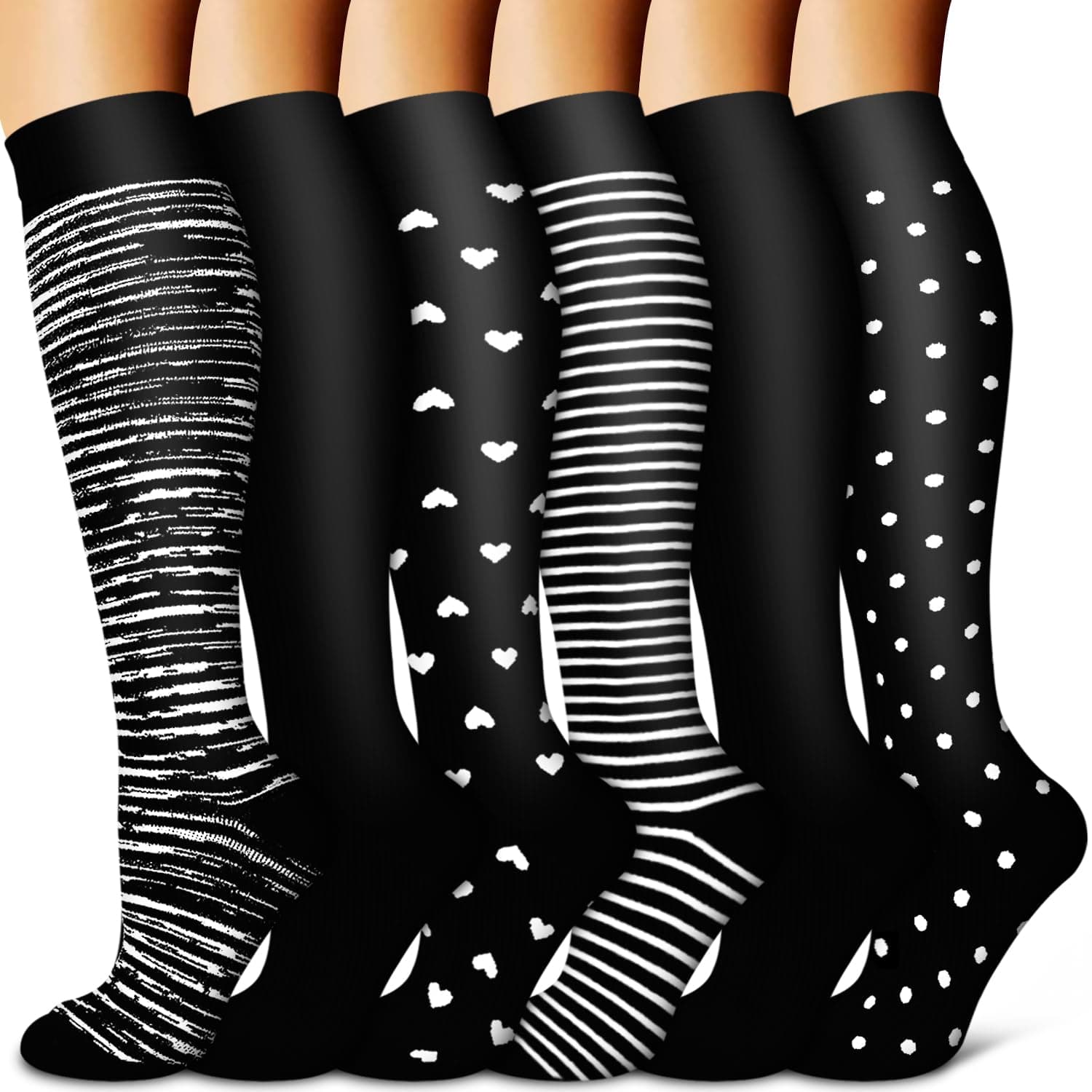 Copper Compression Socks Women & Men Circulation(6 pairs) - Best for Running, Nursing, Hiking, Recovery & Flight Socks