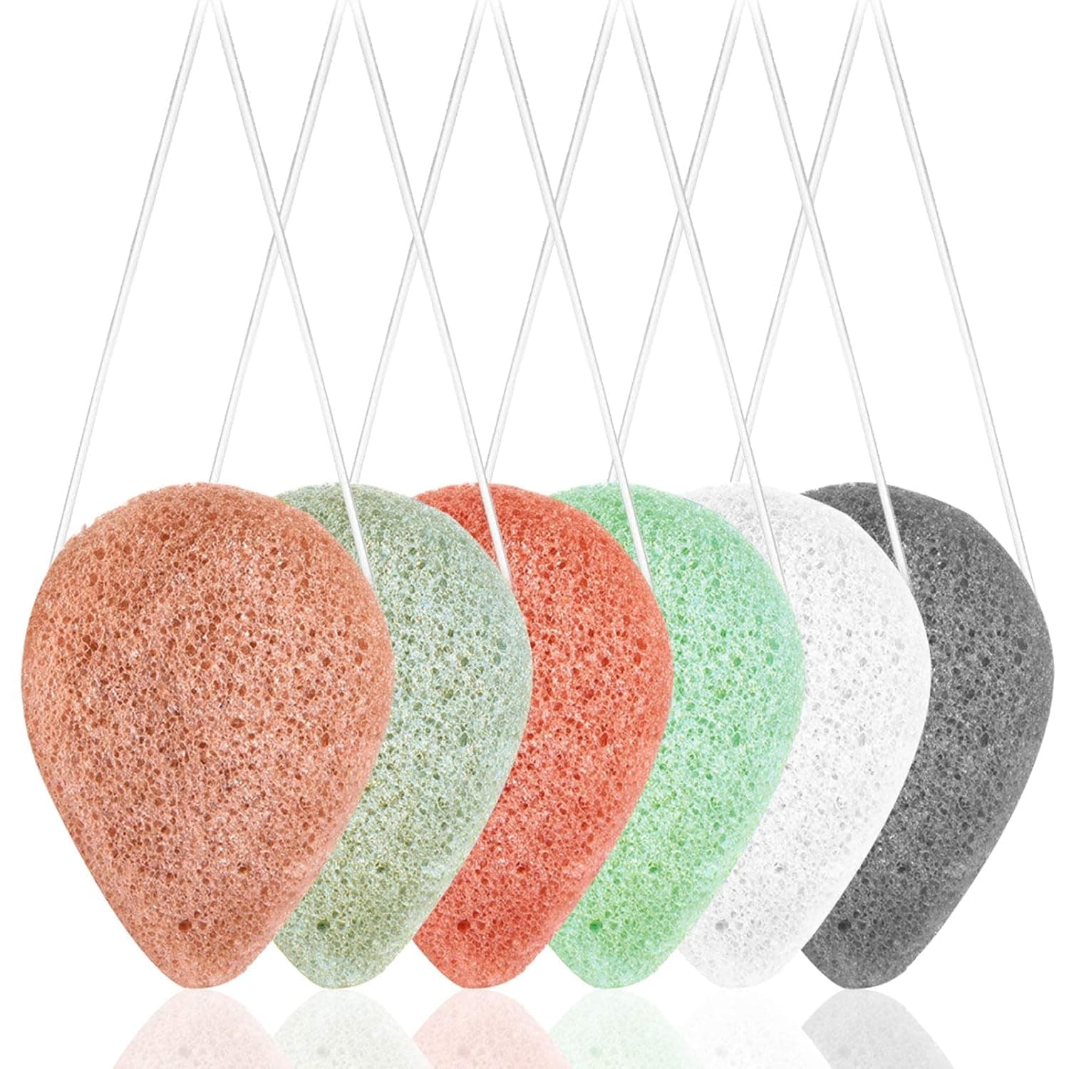 findTop 6 Pack Natural Konjac Facial Sponges, 6 Colors Konjac Facial Sponges for Gentle Face Cleansing and Exfoliation