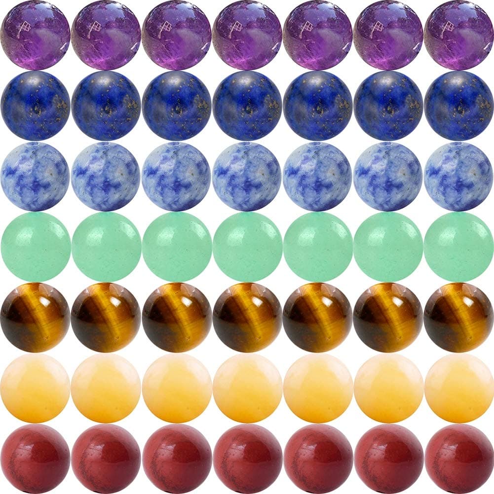 7 Chakra Natural Stone Beads Mixed 100pcs 8mm Round Genuine Real Stone Beading Loose Gemstone Amethyse Color DIY Smooth Beads for Bracelet Necklace Earrings Jewelry Making (7 Chakra Stone, 8mm)