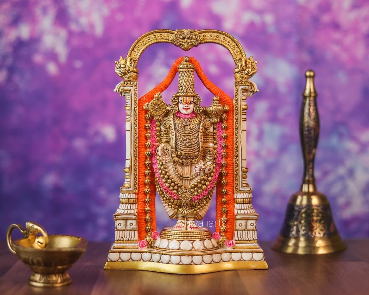 SHIVAJI ARTS Tirupati Balaji Statue, Shree Venkateswara, Tirupati Balaji Idol Marble, 8.25" Incarnation of Vishnu, Venkata Statue, Srinivasa Statue, Balaji