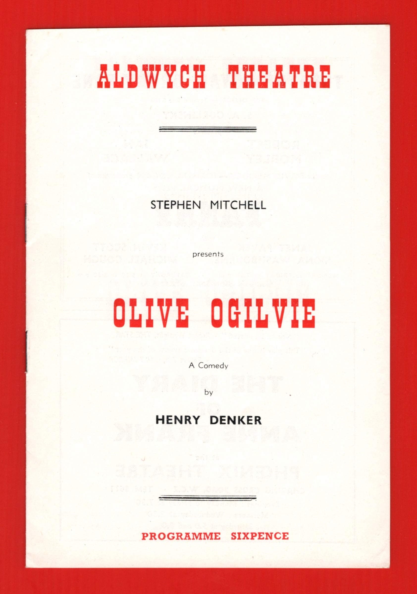 Peter Copley"OLIVE OGILVIE" Patricia Marmont/Peter Collingwood/Ronald Radd/Harold Lang 1957 London FLOP Program (Playbill)