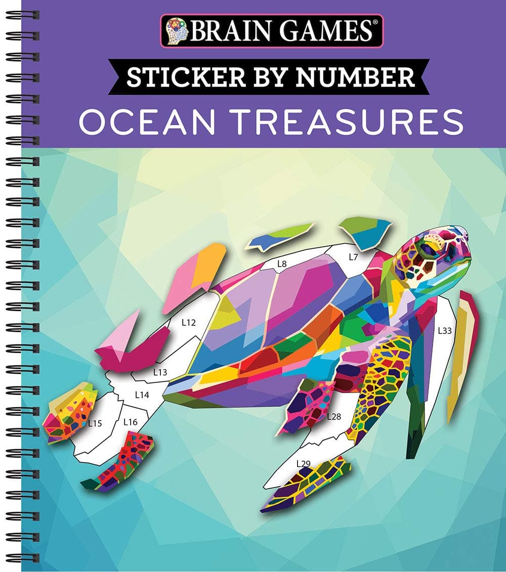 Brain Games - Sticker by Number: Ocean Treasures (13 Images to Sticker)
