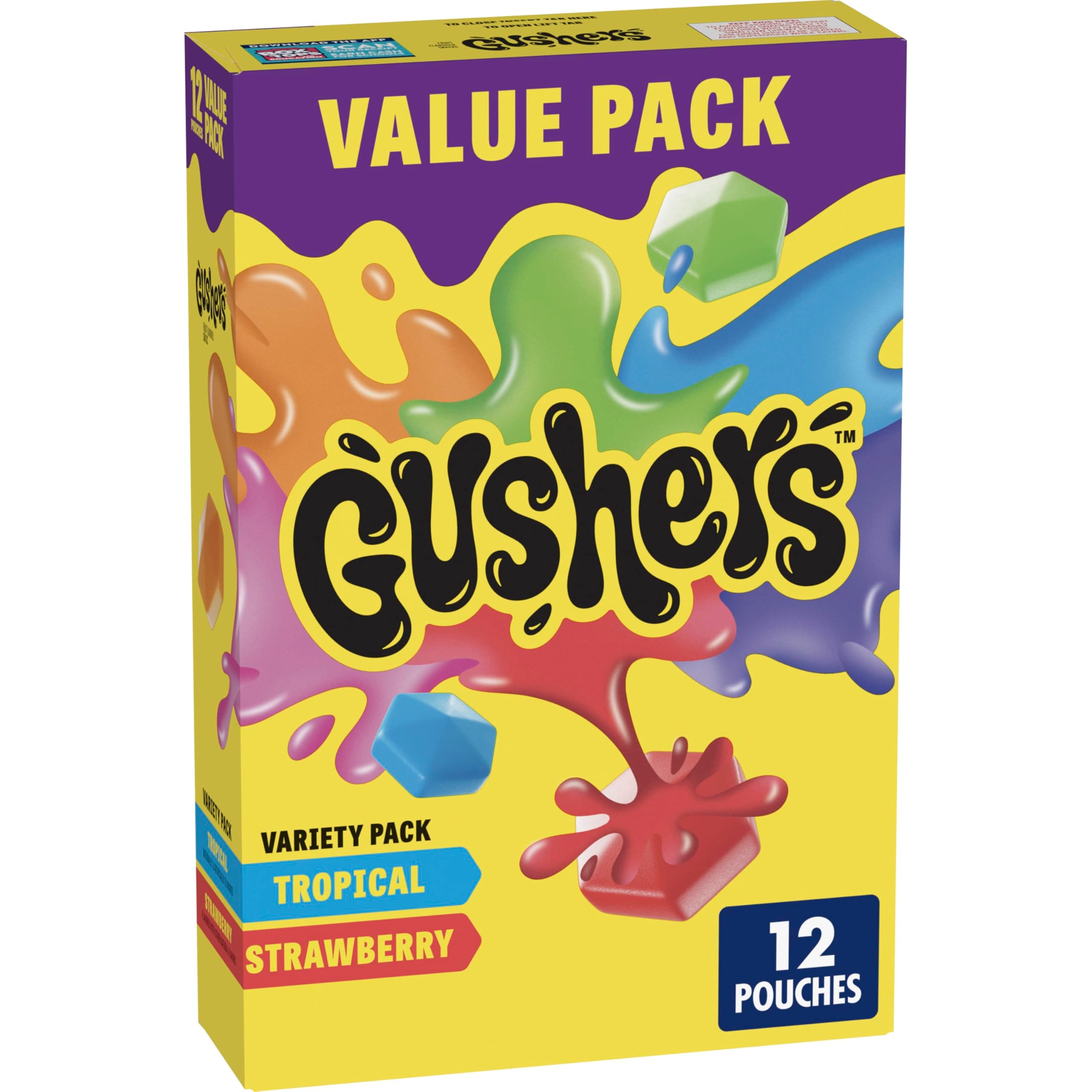 Gushers Variety Pack Fruit Gushers Fruit Flavored Snacks, Tropical Flavors Naturally Flavored, Strawberry Splash Naturally Flavored, 12 Count, 9.6 Oz (272 g)