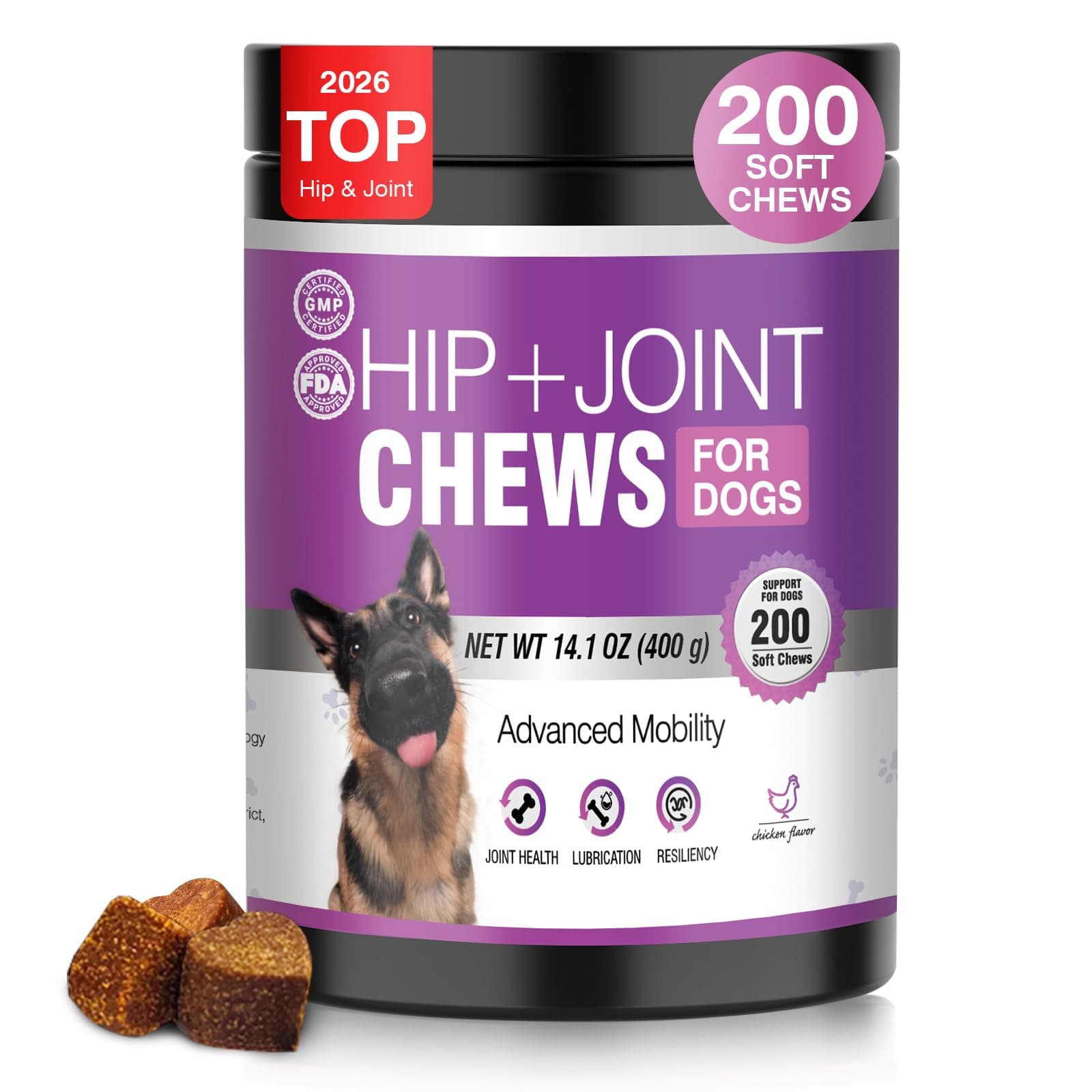 Glucosamine for Dogs 200pcs Joint Support Supplement Dog Hip and Joint Chondroitin Chews Treats with MSM Hemp Dog Joint Pain Relief Mobility Supplements Chicken Flavor Fit All Large Small Medium Breed