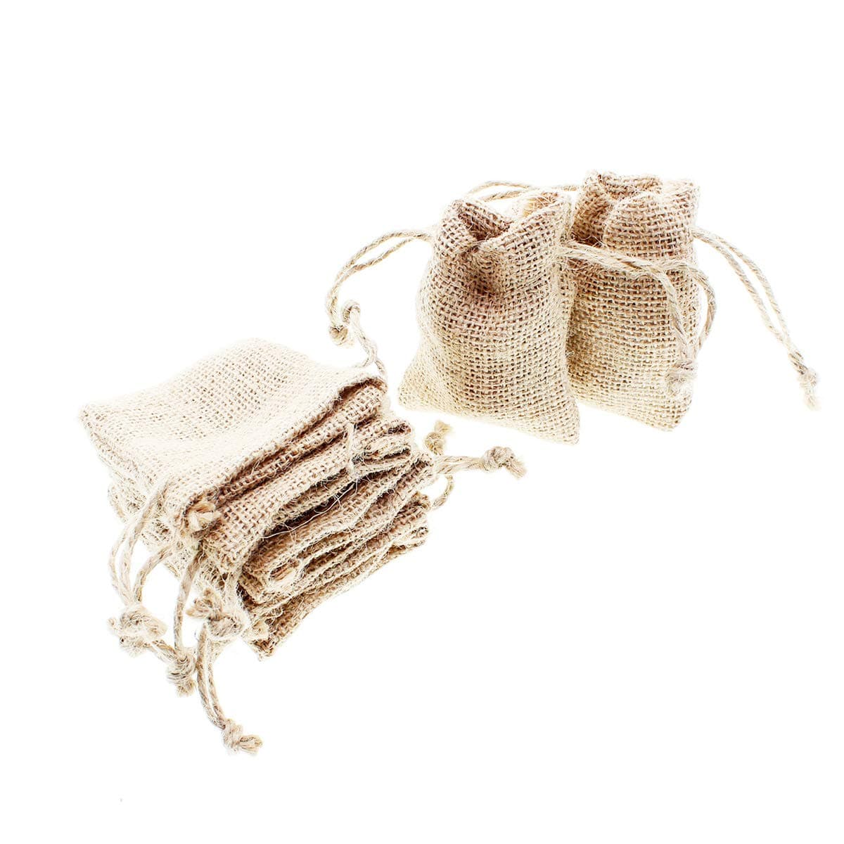 Linen and Bags 4" x 6" Real Burlap with Jute Twine Drawstring Bag for Christmas Gift, Party Favor Bags, Small Gift Bags, Jewelry Bag, Wedding Favors 24 per Pack.