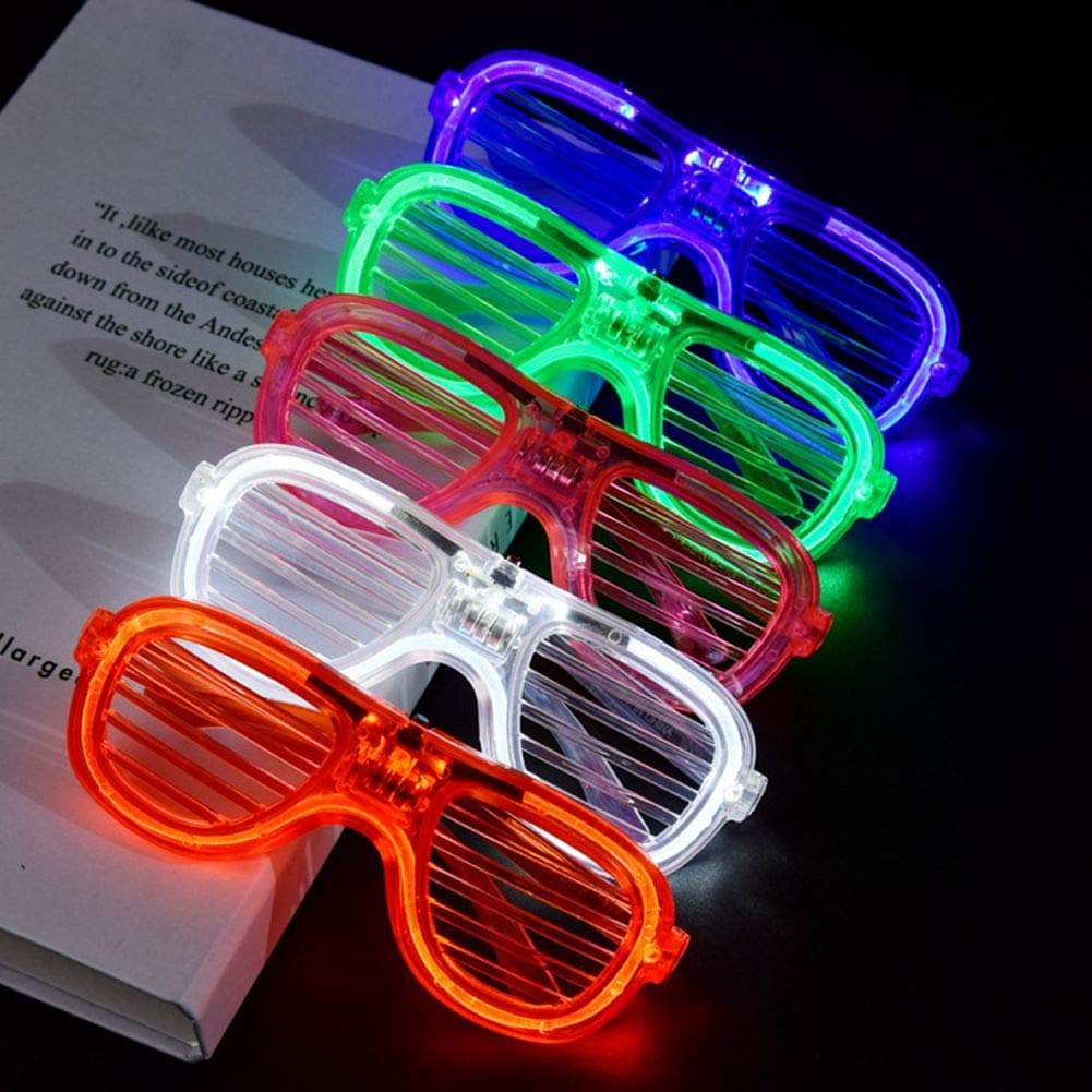 LED Glasses Party Bag Fillers for Kids Glow Glasses Shutter Shading Glasses Fancy Dress Party Decorations Props Party Favour(5Pack)