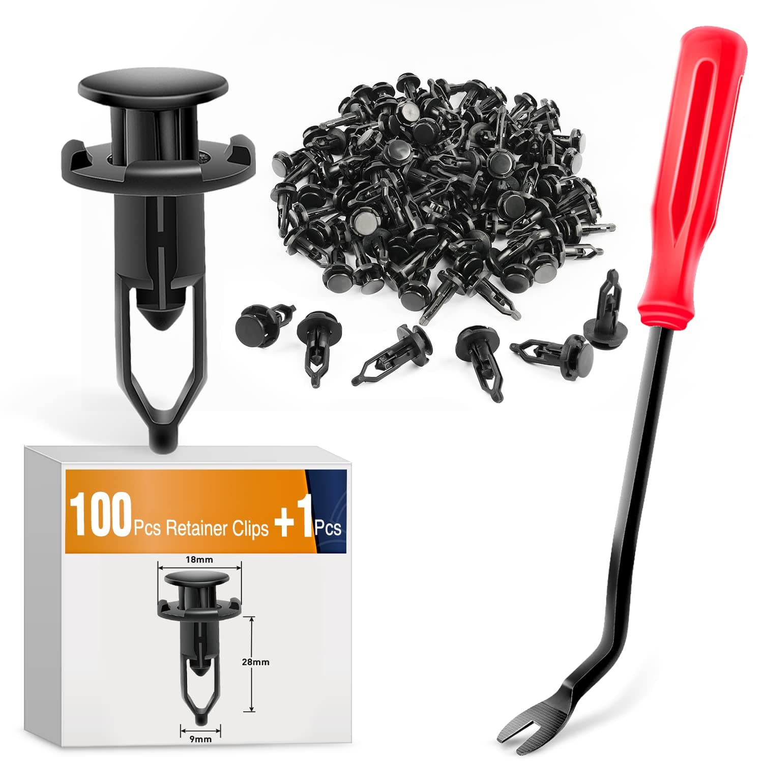 GOOACC 100PCS Nylon Push-Type Automotive Clips Rivet Retainer Fender Bumper Fasteners for Toyota #52161-02020 9mm,1PC Bonus Remover