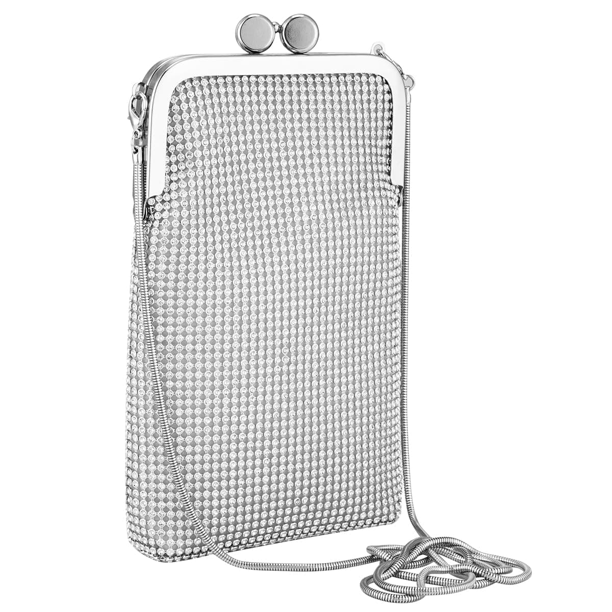 JUANALINEJUANALINE Evening Handbags Clutch Purses for Women Metal mesh Small Crossbody Bag Cell Phone Purse Wallet
