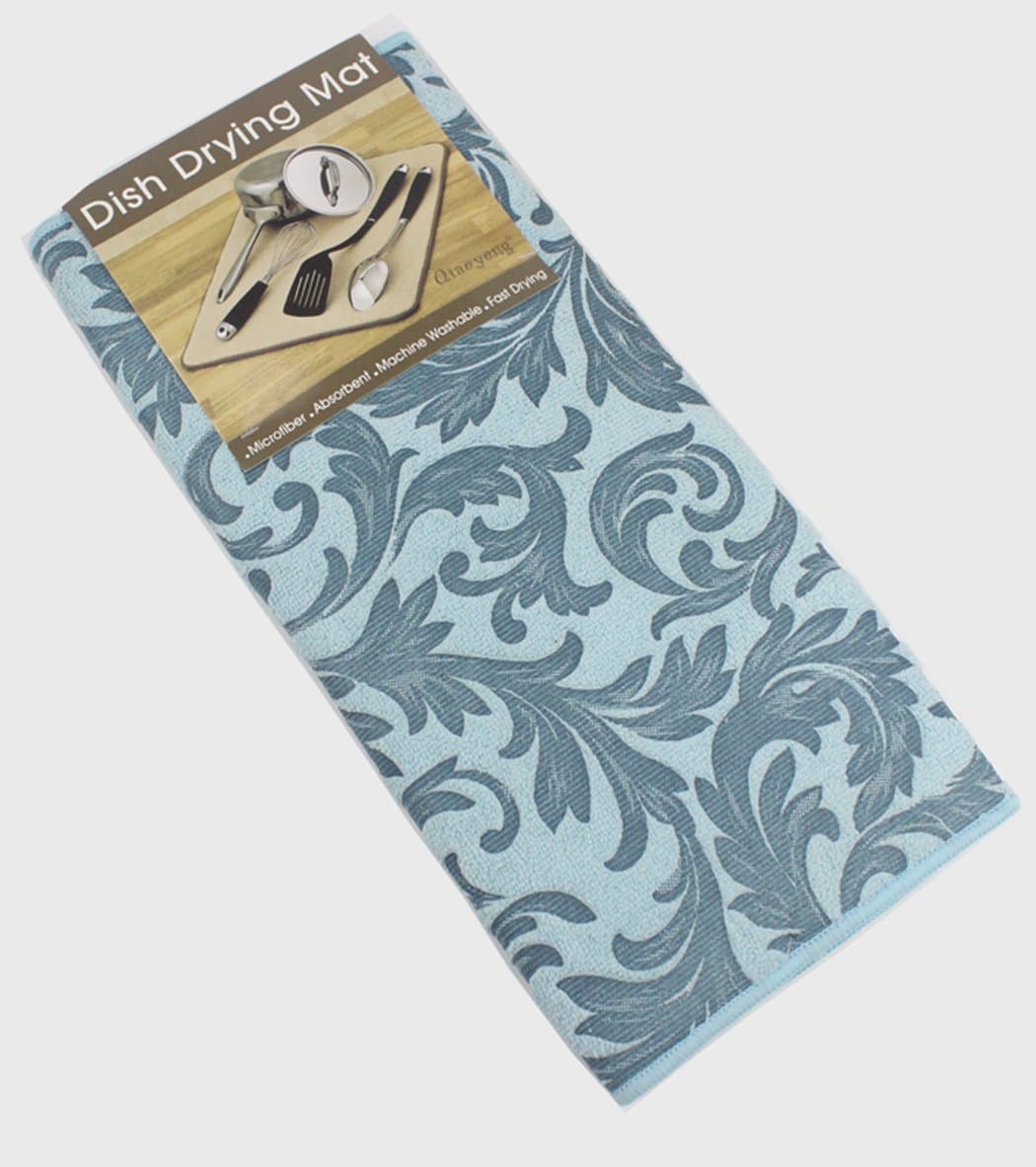 Microfiber Dish Drying Mat Super Absorbent Machine Washable, Blue, Large