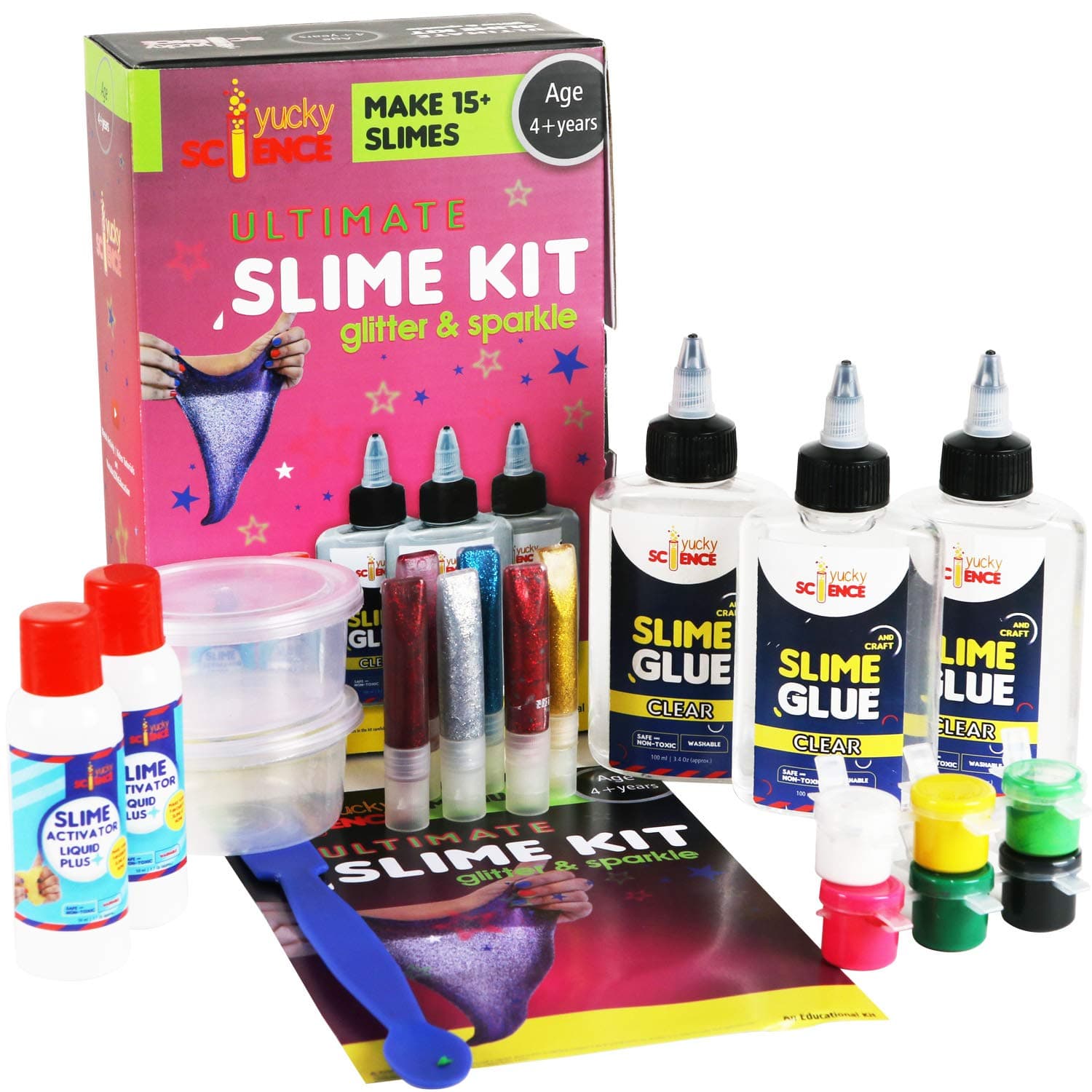 yucky science ultimate slime making kit for kids glitter and sparkle.make 15+ slimes. age 4 years and above (Multi color)
