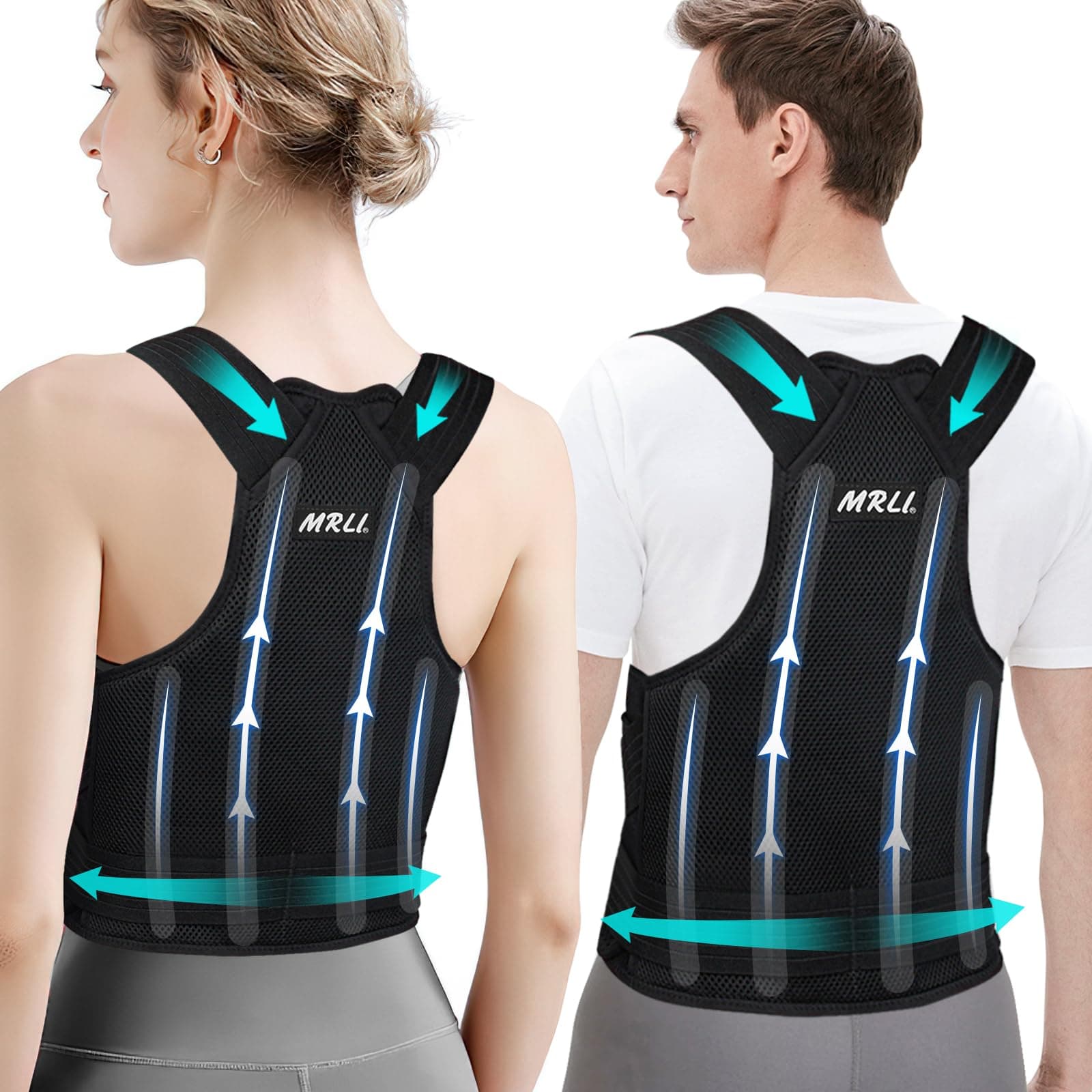 Back Support Brace Posture Corrector: Adjustable Shoulder Lumbar Belt For Women and Men - Upper backs Straightener For Neck and Shoulders (S)