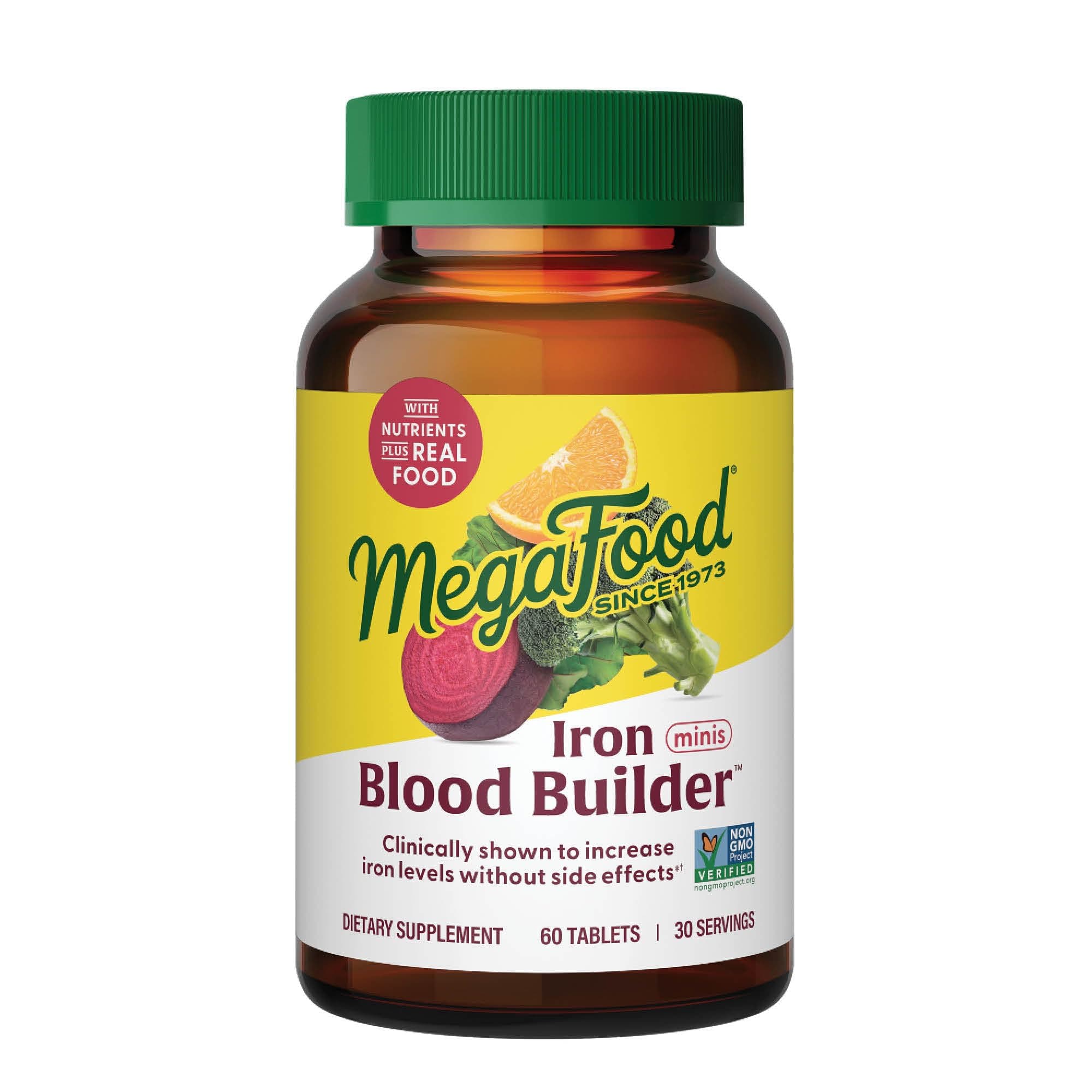 Blood Builder Minis - Iron Supplement Clinically Shown to Increase Iron Levels Without Side Effects - Iron With Vitamin C, Vitamin B12 & Folic Acid - Vegan - 60 Tablets (30 servings)