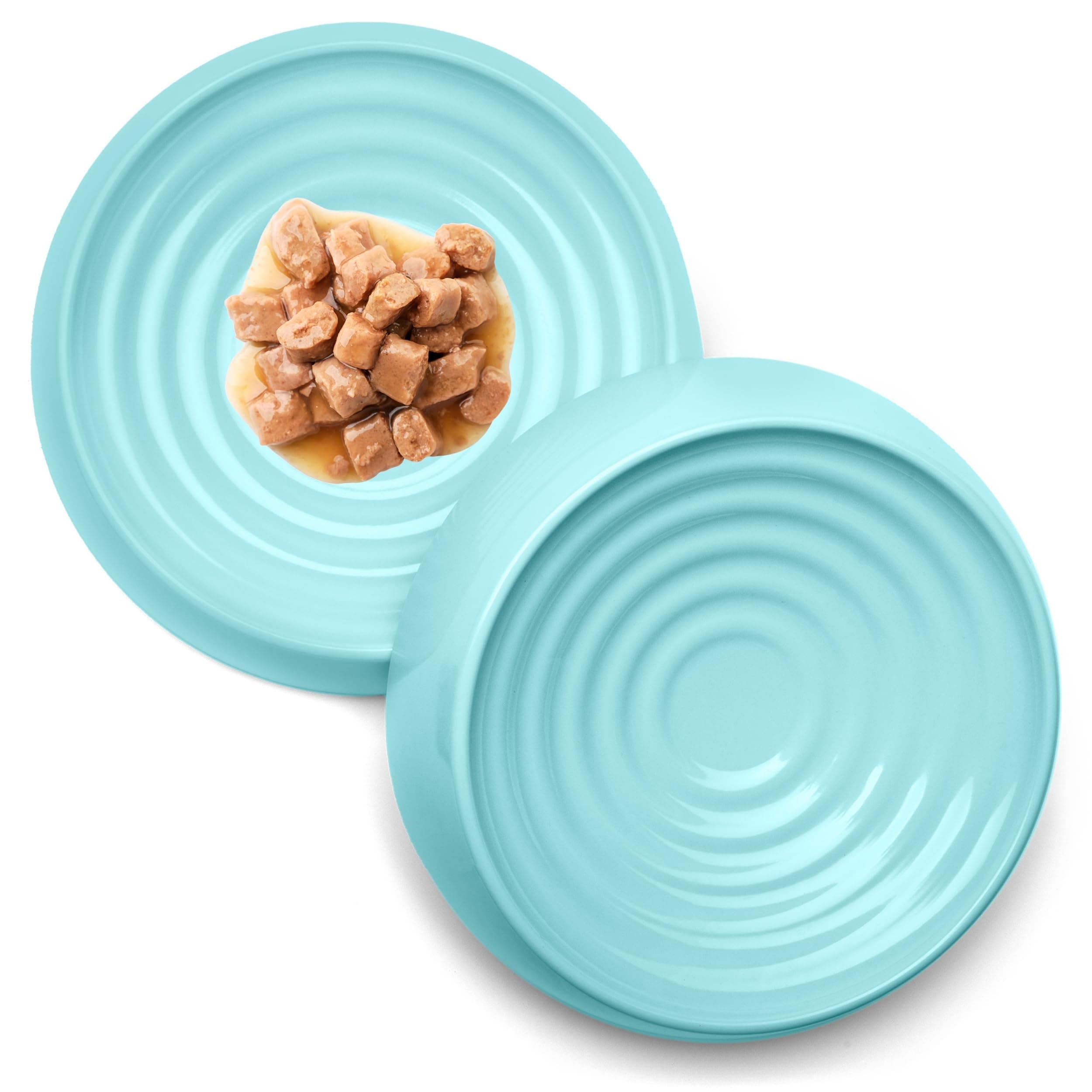 CatGuru New Premium Whisker Stress Free Cat Food Bowls, Cat Food Dish. Provides Whisker Stress Relief and Prevents Overfeeding! (Round - Set of 2 Bowls, Aruba)