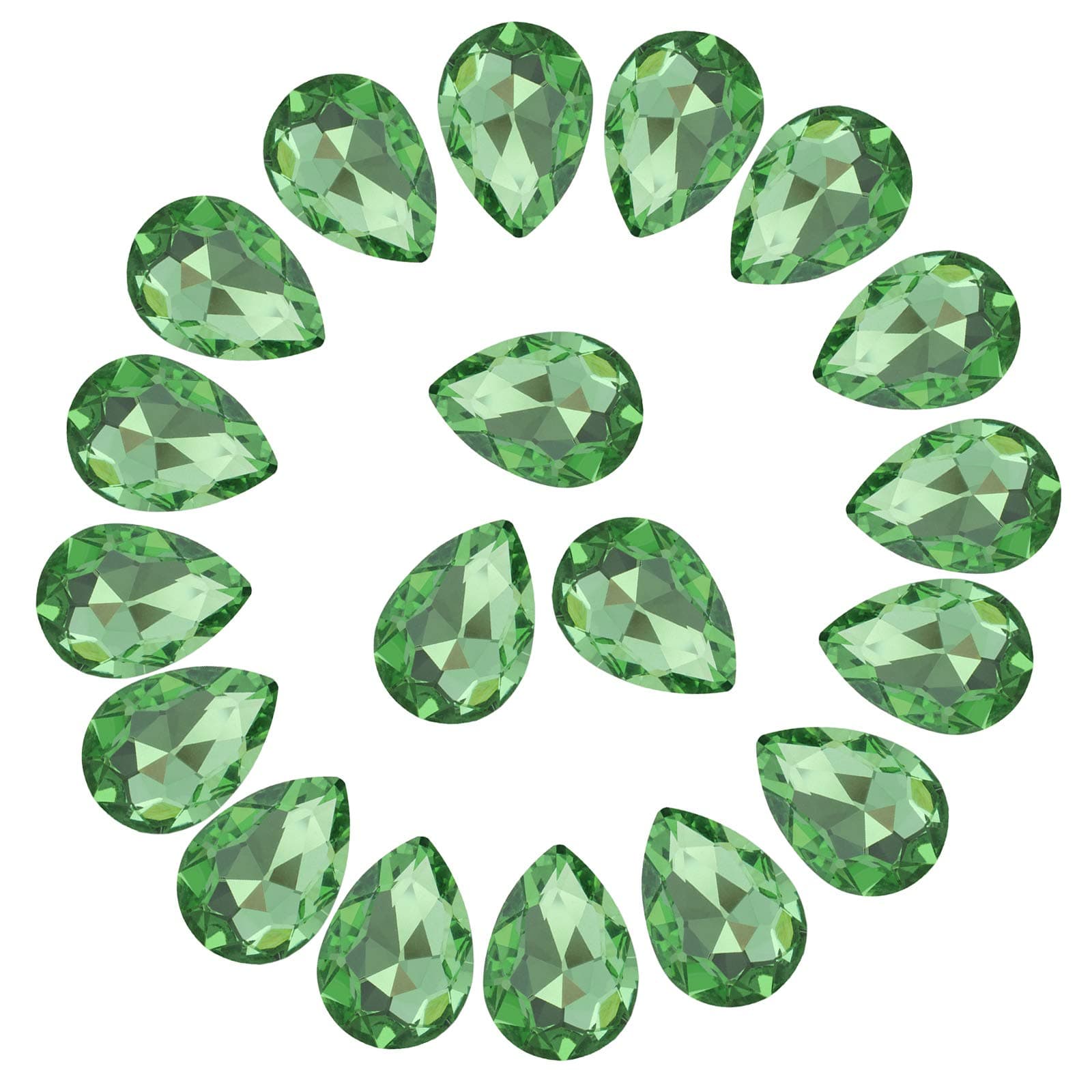 Jyukan DIY Teardrop Crystal AB Resin Rhinestone Pointback Glass Faceted Jewelry Making Craft (50Pcs)