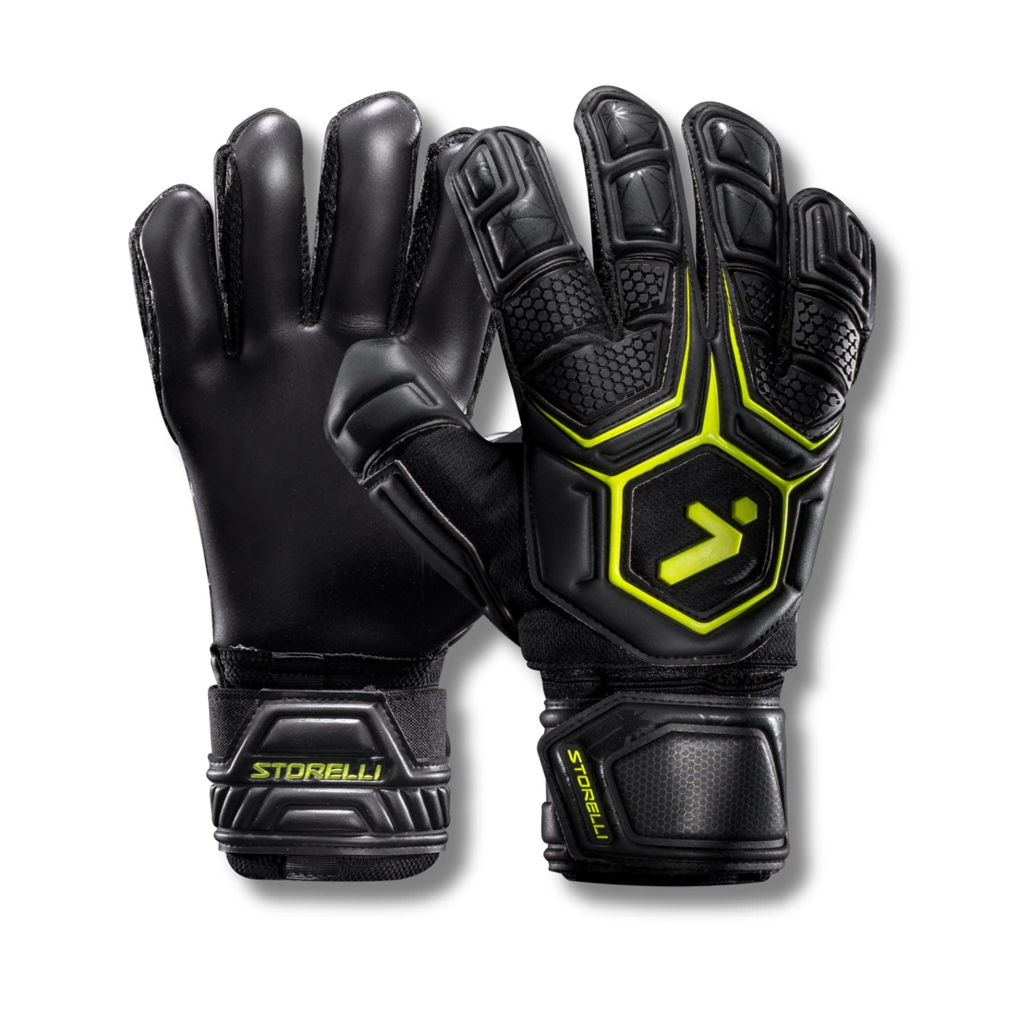StorelliStorelli Gladiator Pro 3.0 Goalkeeper Gloves, Breathable High-Impact Hand Protection with 5 Removable Finger Spines, Premium Hand Grip for Soccer Goalies, 1 Pair