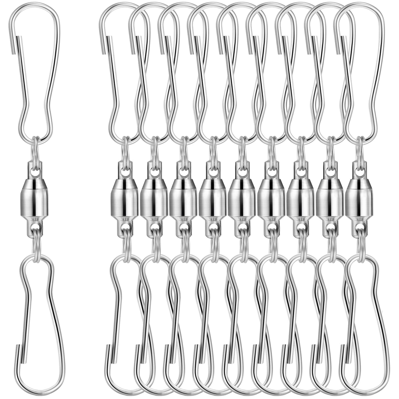 TecUnite 10 Pack Swivel Hooks Clips Smooth Spinning Dual Clip for Hanging Windsock Wind Spinners Wind Chimes Crystal Twisters Party Supply