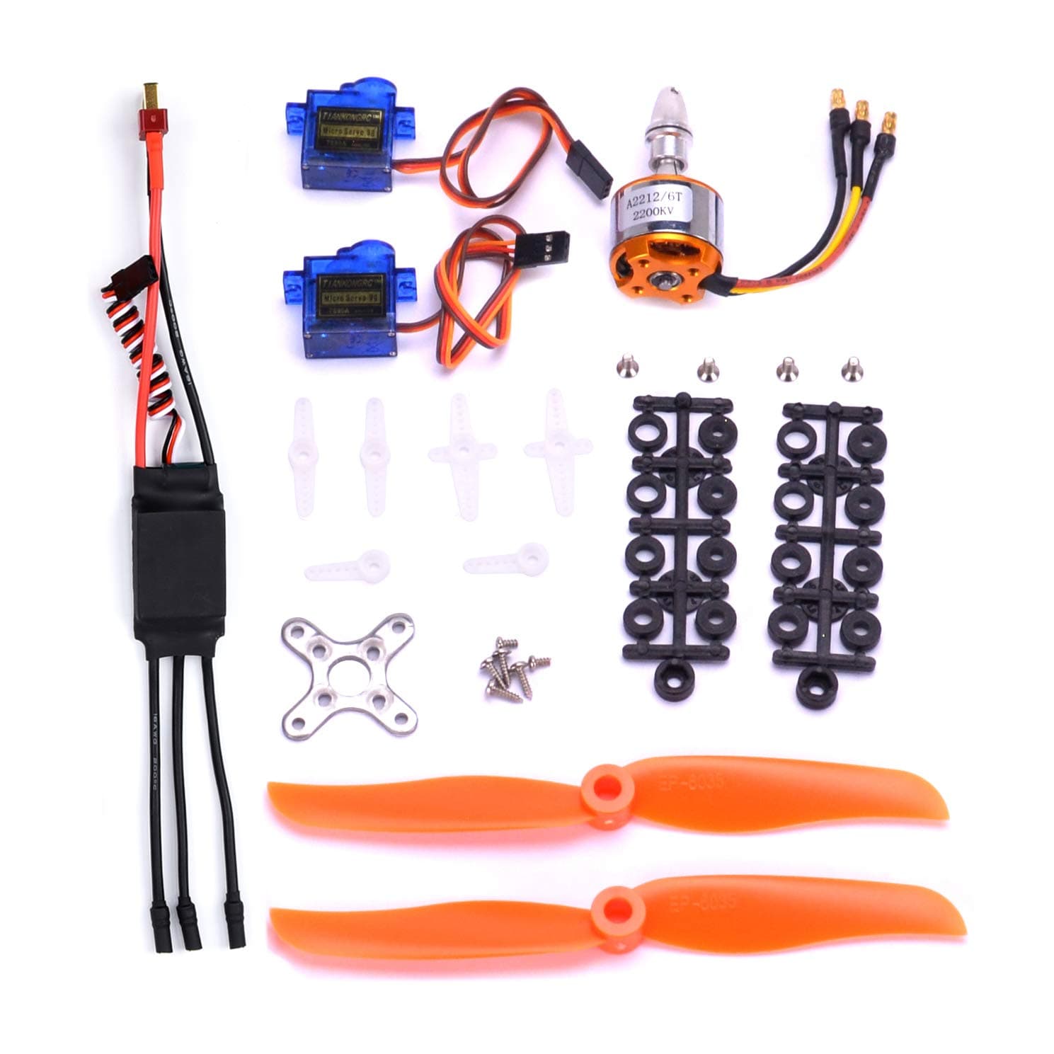 RC 2212 2200KV Brushless Motor+SG90 9G Micro Servo+ New 30A ESC Electric Speed Controller+6035 Propeller for RC Fixed Wing Plane Helicopter