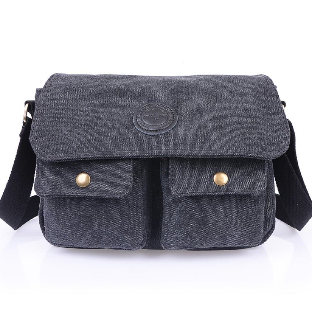 Small Vintage Classic Army Military Cotton Canvas Heavy Weight Hiking Traveling Satchel Shoulder Messenger Bag