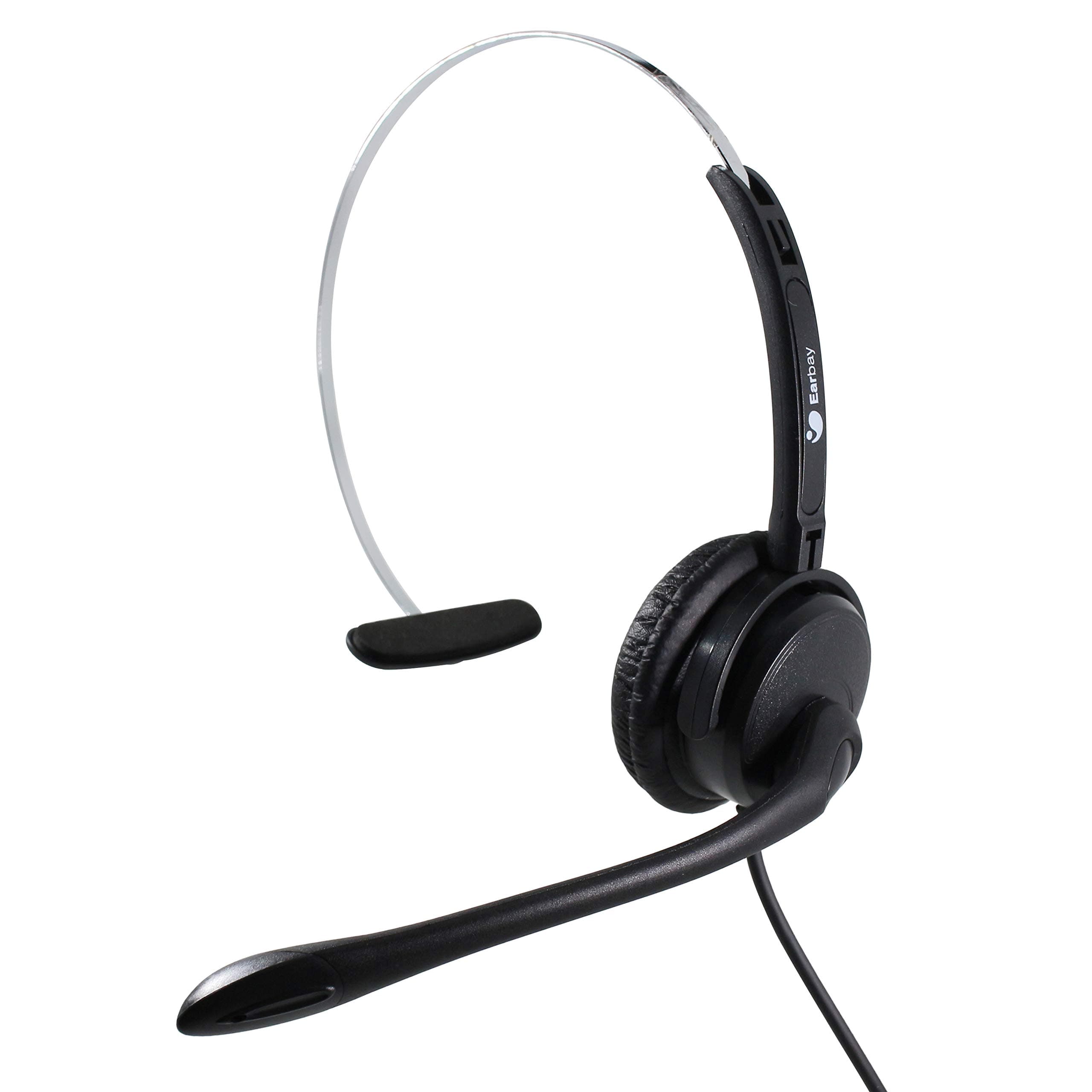 Earbay Call Center Noise Cancelling Headphone Monaural Telephone Headset with RJ Connector Desk Phone Headphones PC Headset