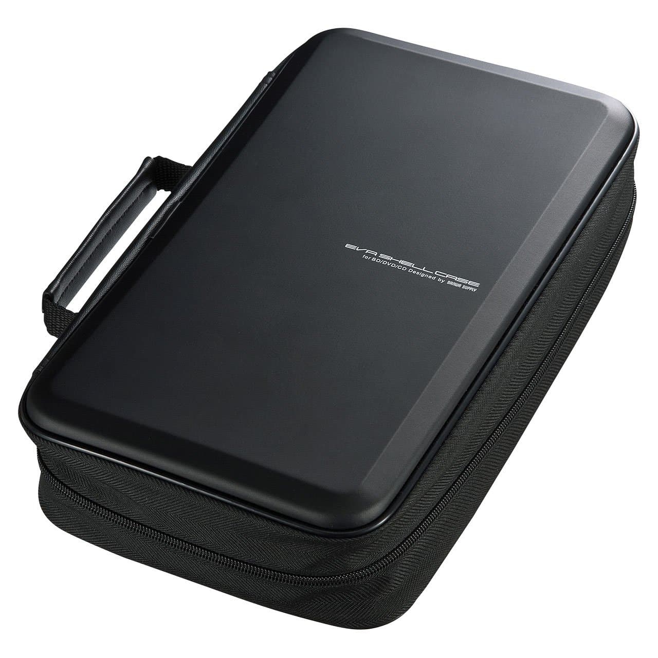 SANWA (Japan Brand 104 Large Capacity CD Case, Portable DVD/VCD Storage, EVA Protective Blu-ray Wallet, Binder, Holder, Booklet with Attached Handle for Car, Home, Office, Travel (Black)