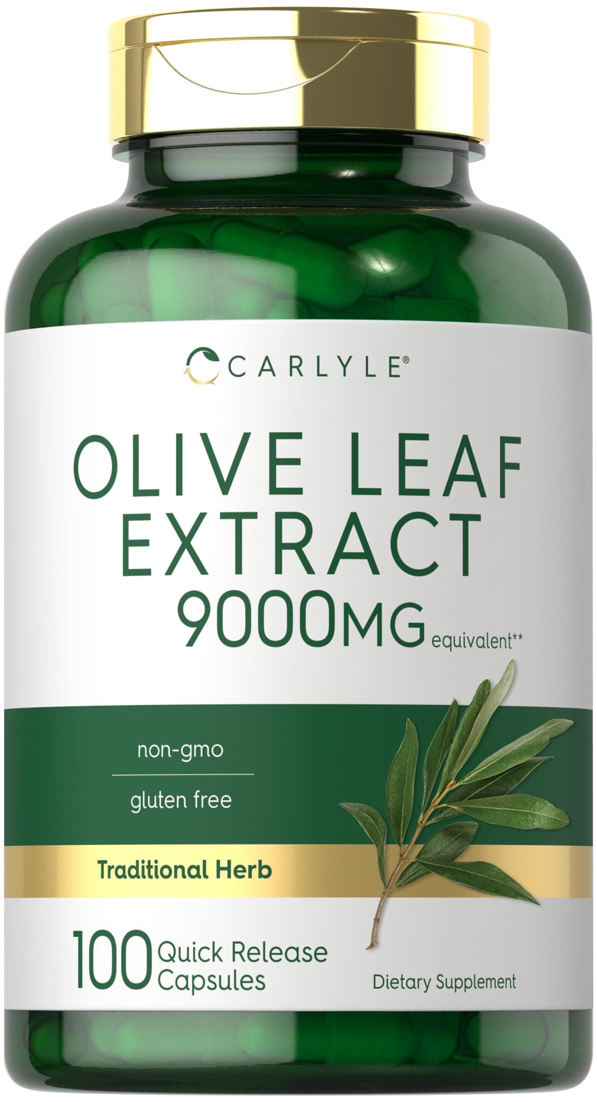 Olive Leaf Extract Capsules | 100 Count | Non-GMO, Gluten Free | High Potency Supplement
