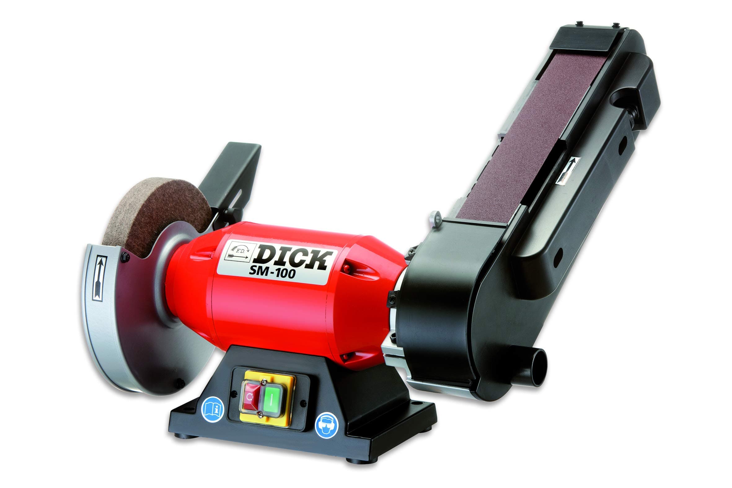 DICK F.Dick Belt Sander SM-100, AC SANDER for all knife types, 230V, Includes Polishing Scheibe & Absaugstutzen