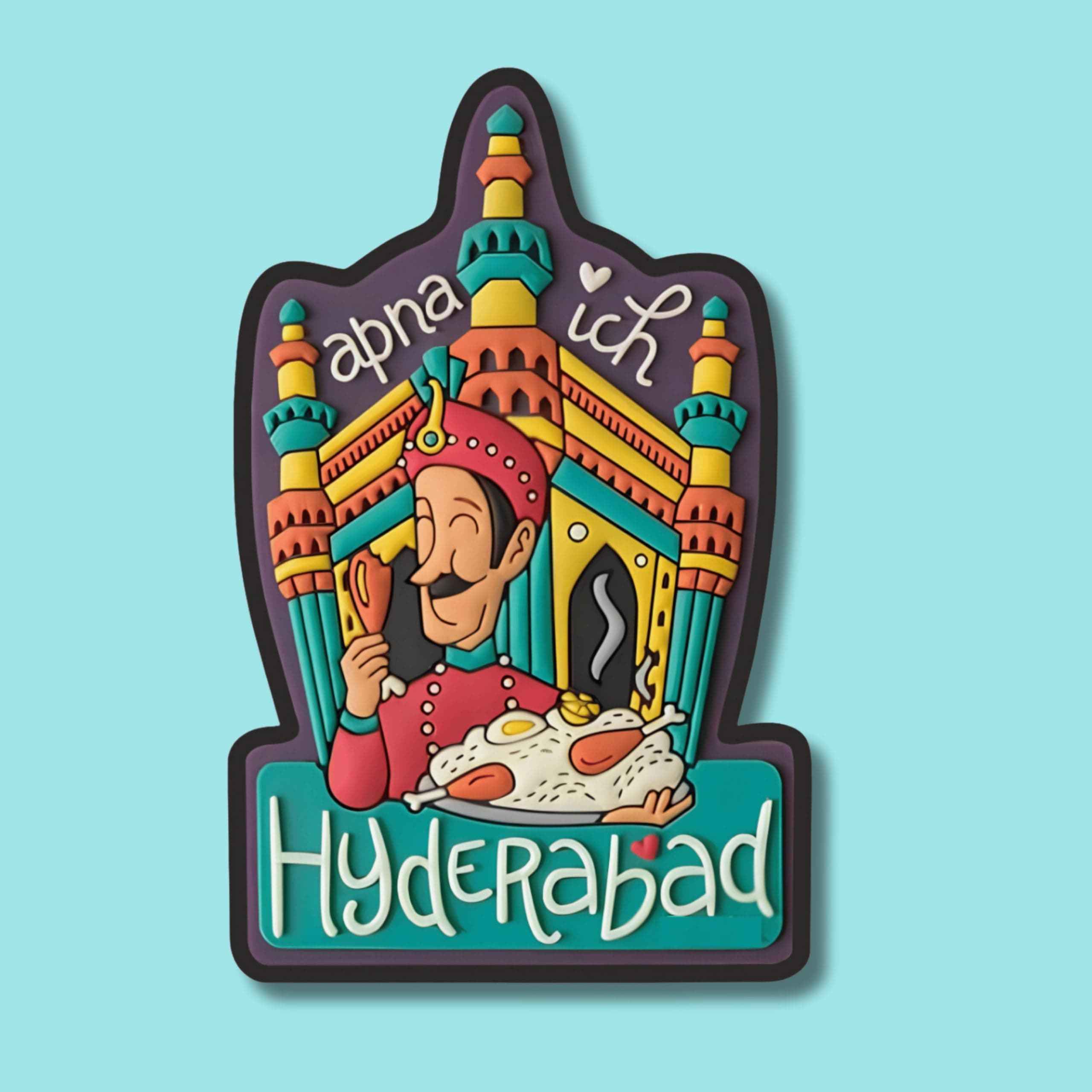 EXPLEASIA Wooden Fridge Magnets For Home & Kitchen | Fridge Magents| Gifts Items| Printed Wooden Fridge Magents (Hyderabad) (Green) , 1 Pack