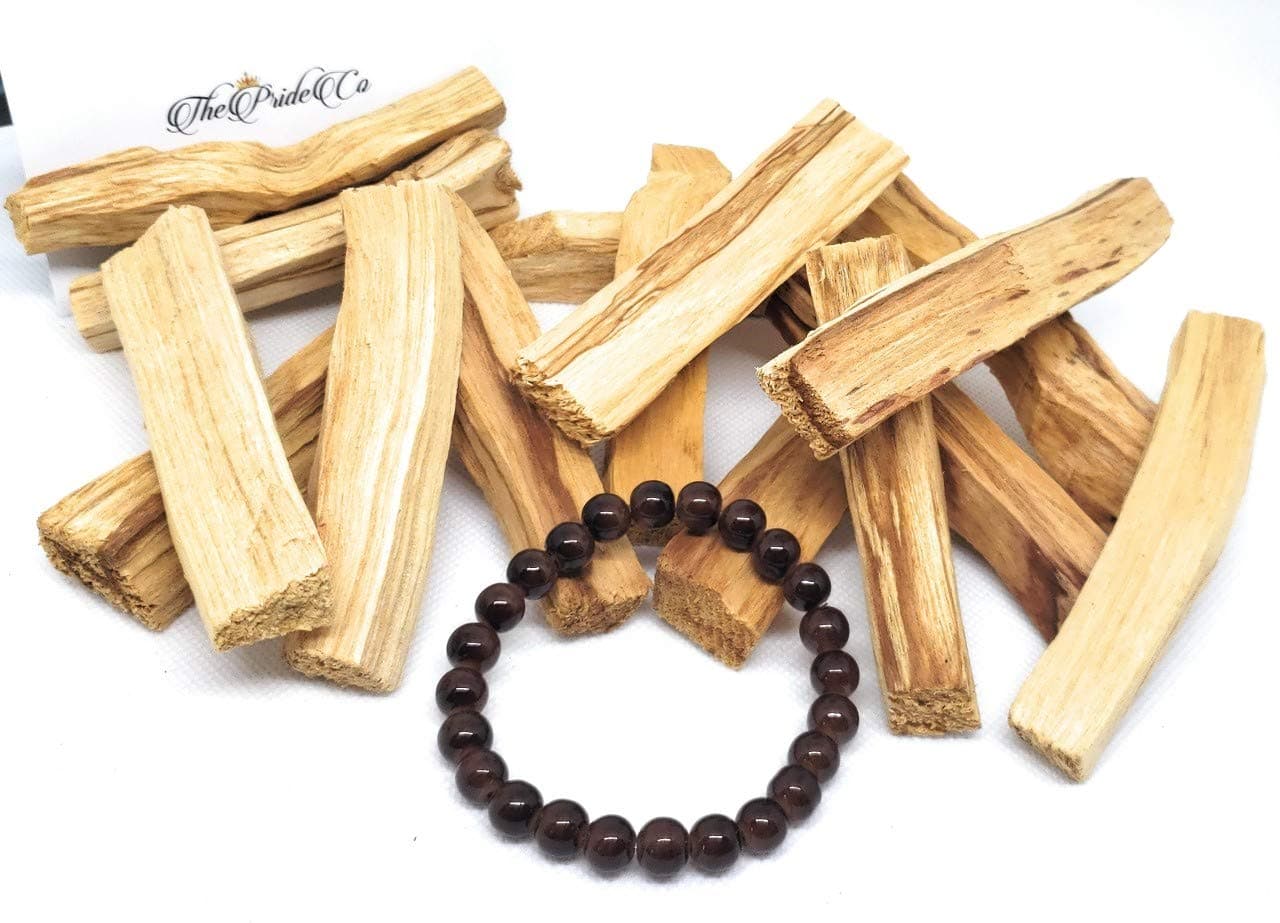 Authentic Palo Santo Holy Stick/Wood (15 Pack) Used to Purify, Cleanse and Relieve Stress with Free Glass Bead Bracelet
