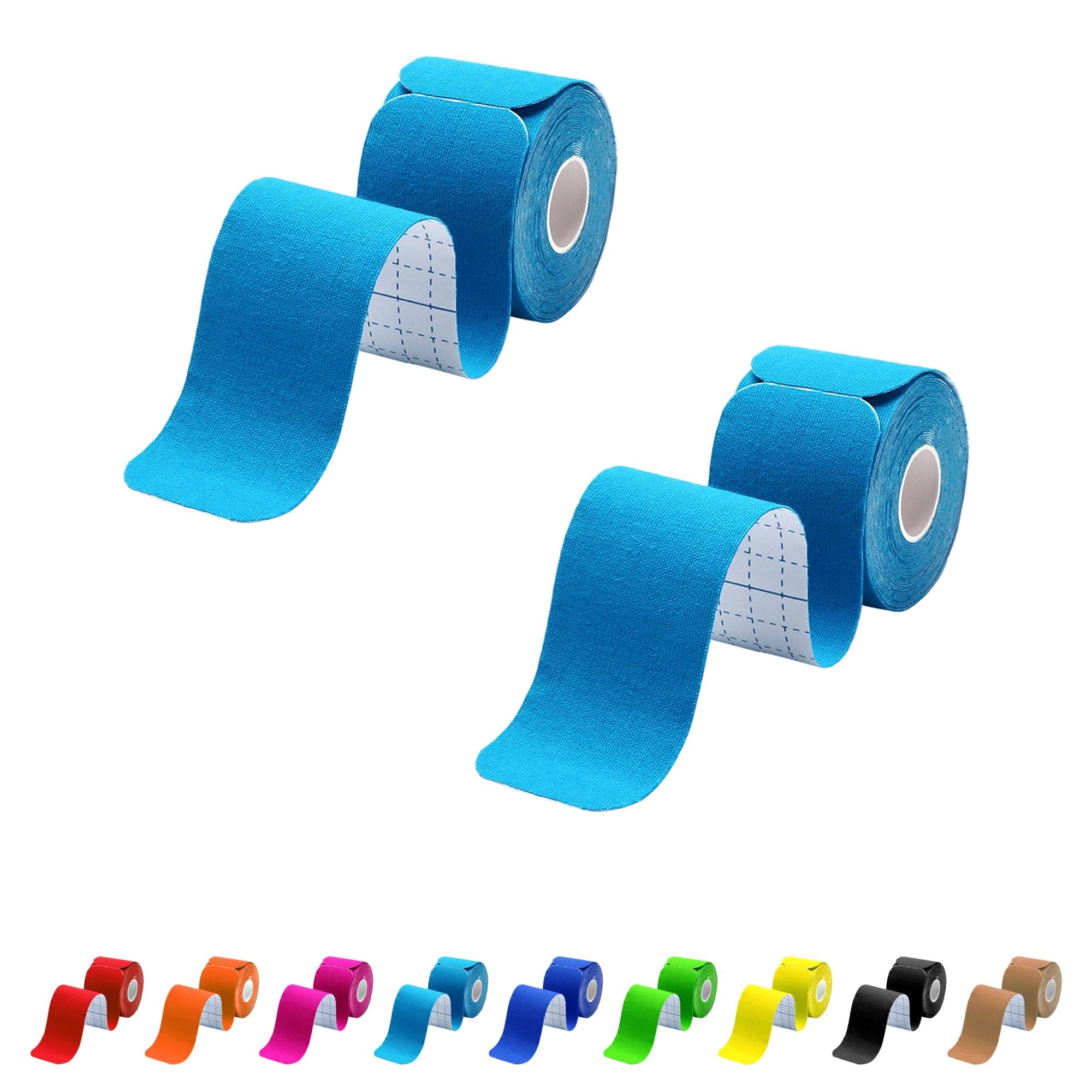 Kinesiology Tape Precut 2 Rolls Pack, Athletic Tape for Muscle Joints Support, 40 Strips for Knee Ankle Shoulder Back, Latex Free and Water Resistant, Blue