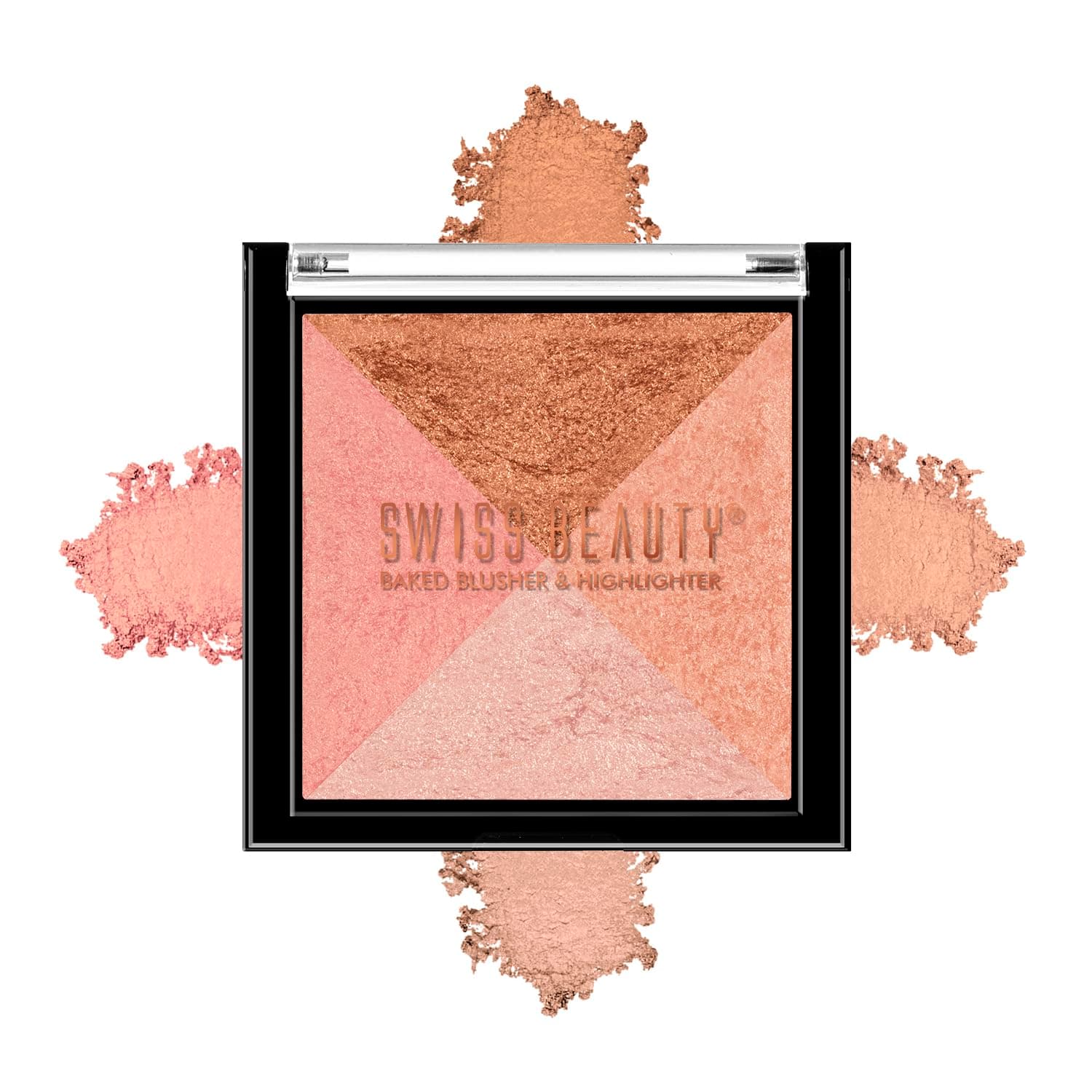 Mini Baked Shimmer Blusher And Highlighter Palette For Face Makeup| Shade-1 Multicolor, 7 Gm |