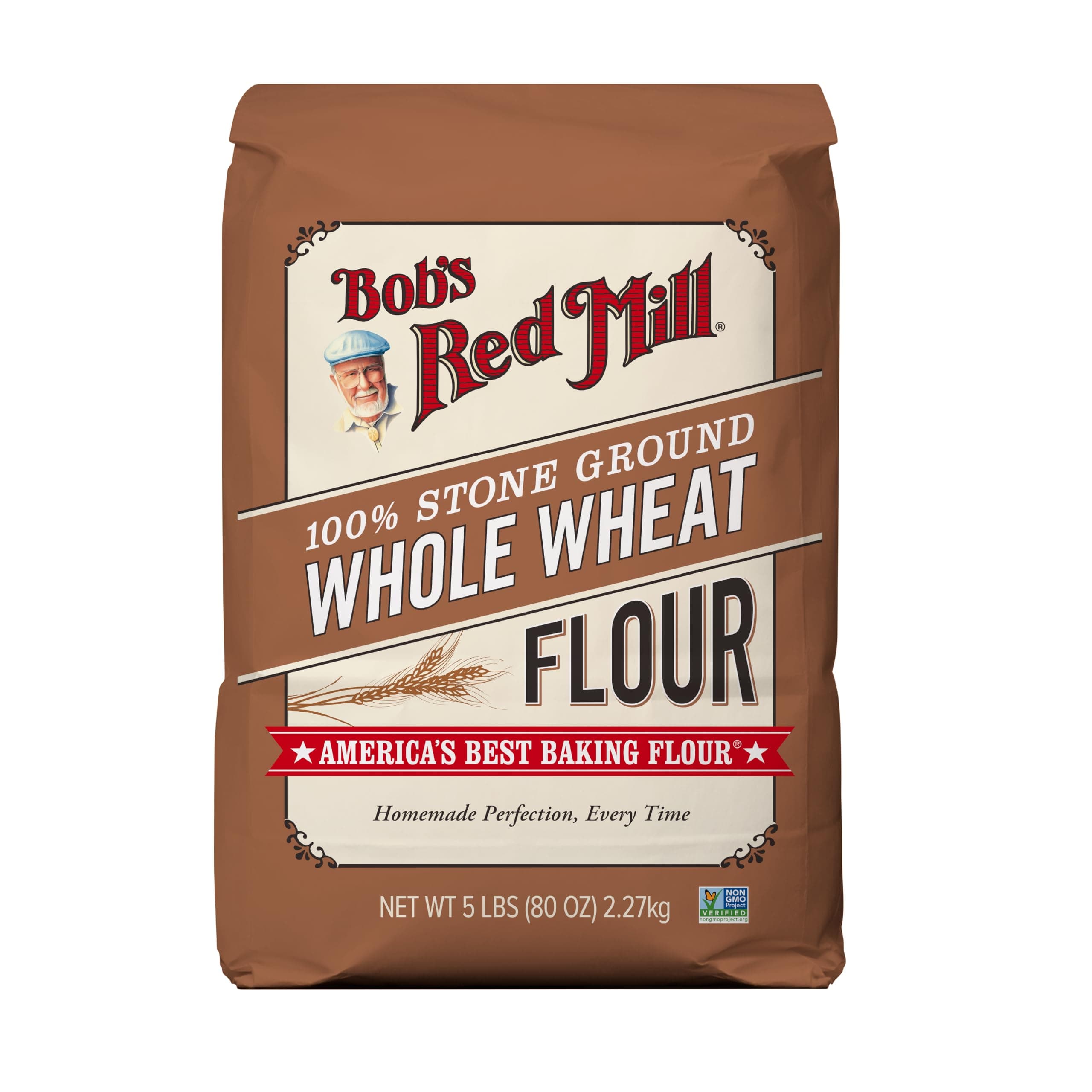Bob's Red Mill Whole Wheat Flour, 5lb (Pack of 1) - Whole Grain, Vegan, Kosher