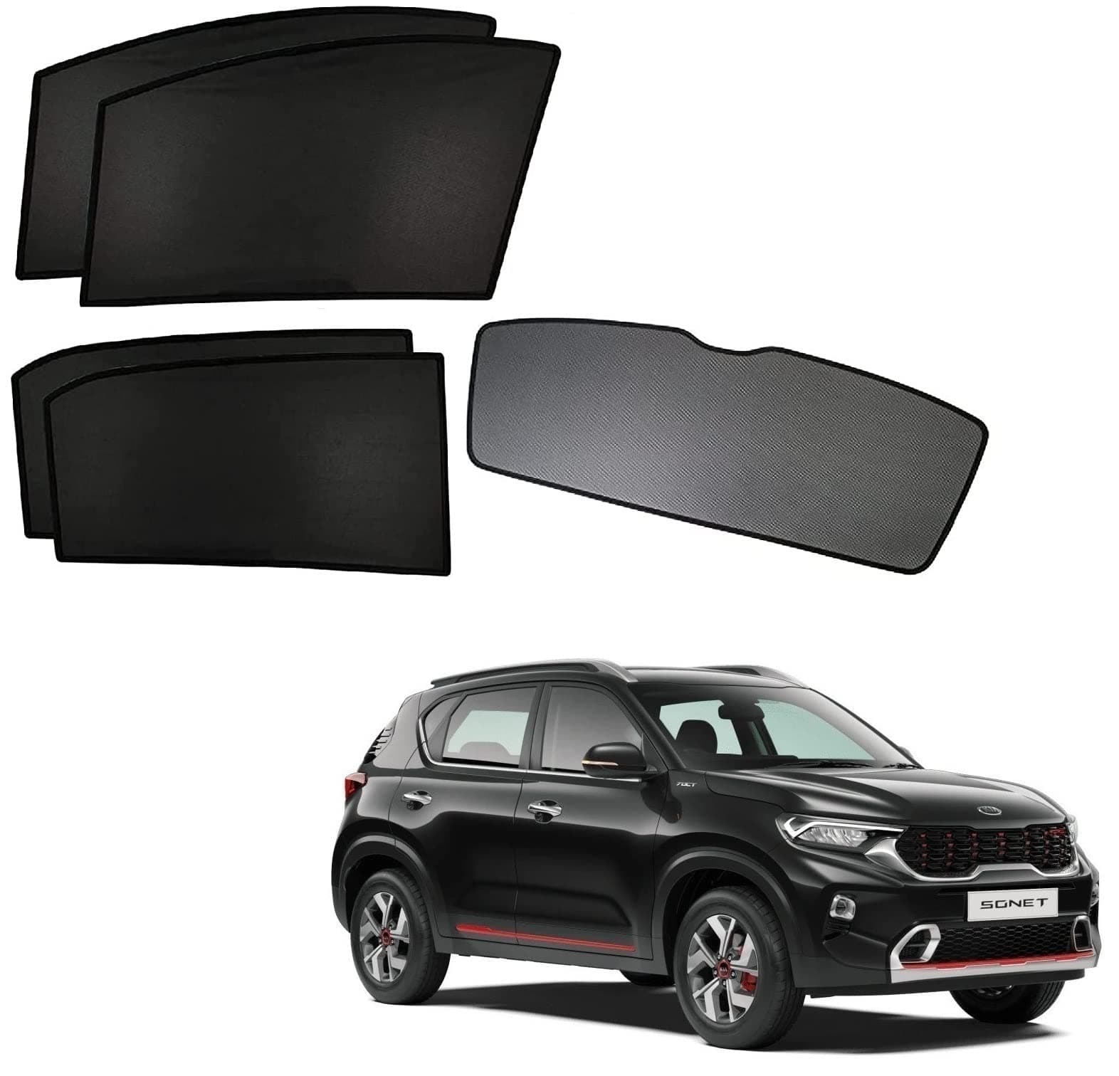 Kozdiko Car Window Custom Fit Sun Shades Fix with Dicky Non Magnetic Curtains Mesh Compatible for Kia Sonet