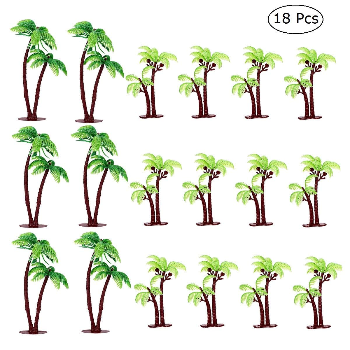 JANOU Palm Tree Cake Toppers Tropical Coconuts Cake Decor for Birthday Wedding Summer Luau Party Favors Pack 18pcs