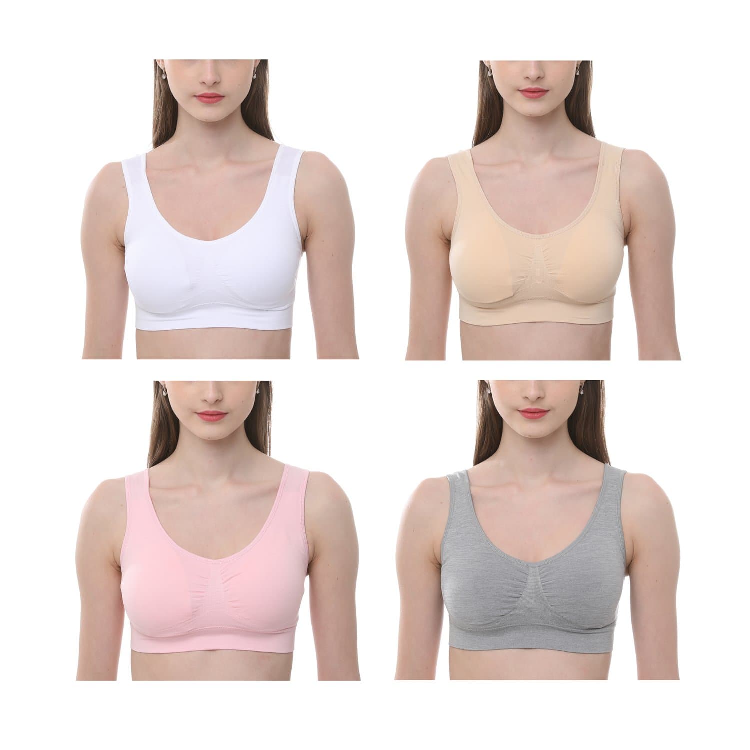 JOJOANS4er Pack BH Bralette Die ultimative Komfort-BH gepolstert Nahtlose Stretch Action Freizeit hochwertige Unterwäsche