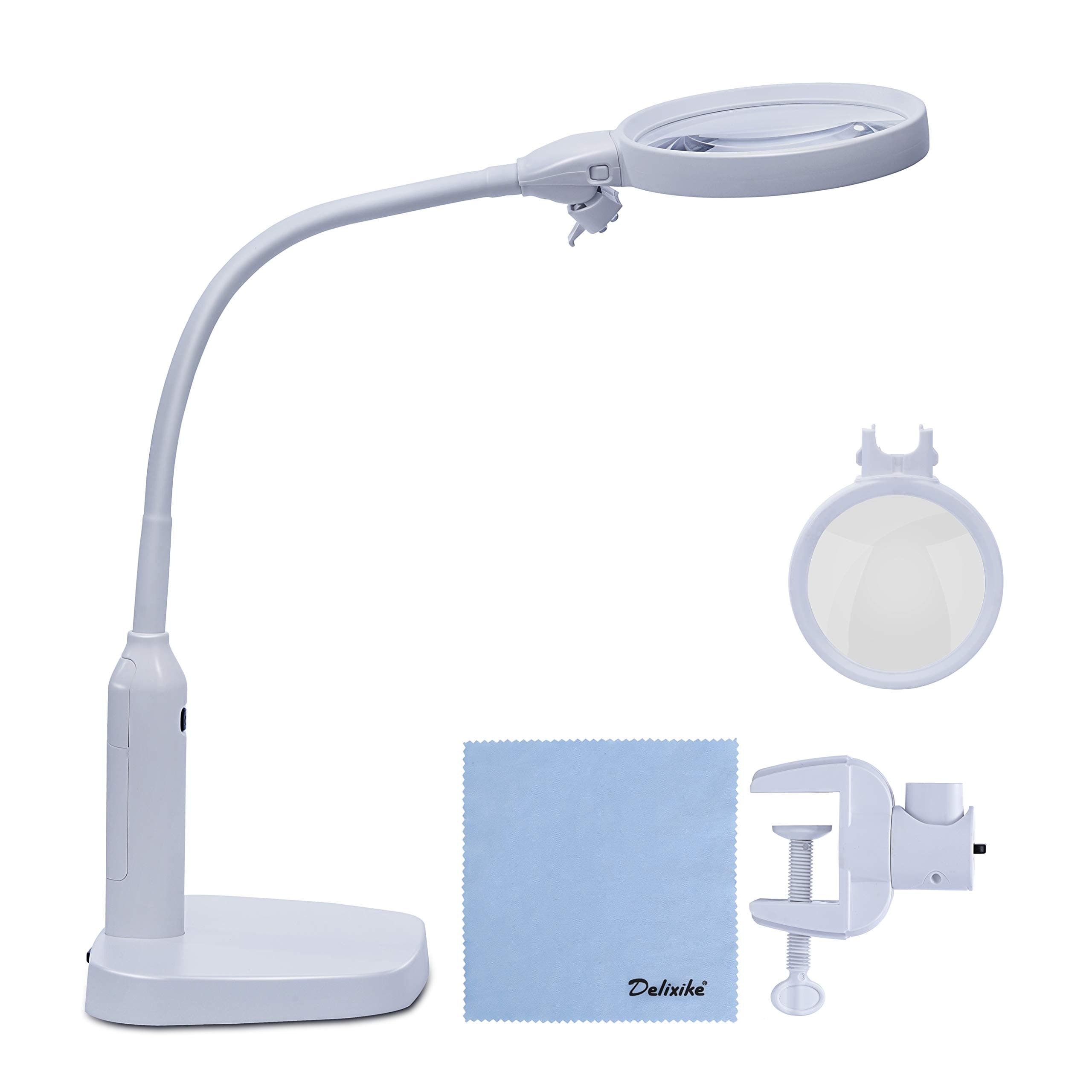 Large Magnifying Lamp - 2 in 1 Clamp Desk Lamp with Ultra Bright Daylight LED Light - Great Hands Free Desktop Magnifying Glass for Reading,Hobbies, Crafts, Workbench
