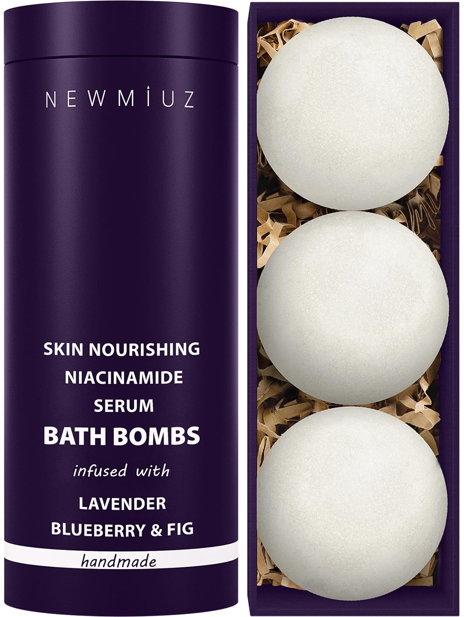 Lavender Bath Bombs Skin Nourishing Moisturize Niacinamide Serum Lavender Blueberry Fig Luxury Fizzing Spa Bubble Bath Gift Set for Sensitive Skin Stress Relief Relaxation Gift Birthday Christmas