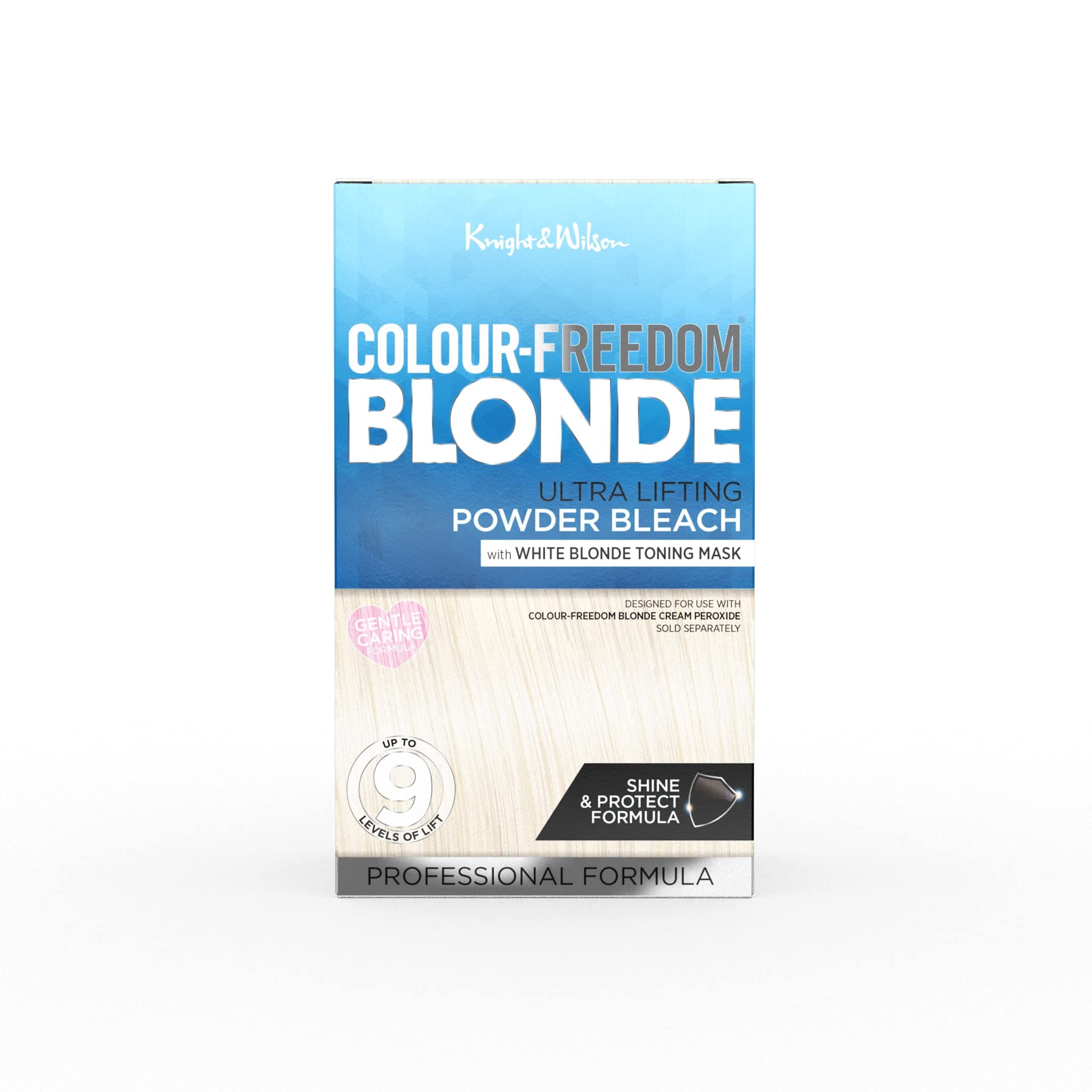 Colour Freedom Blonde Ultra high lift Hair Bleach powder and White Blonde Neutralising Toner pack. Up to 9 levels of lift, By Knight & Wilson