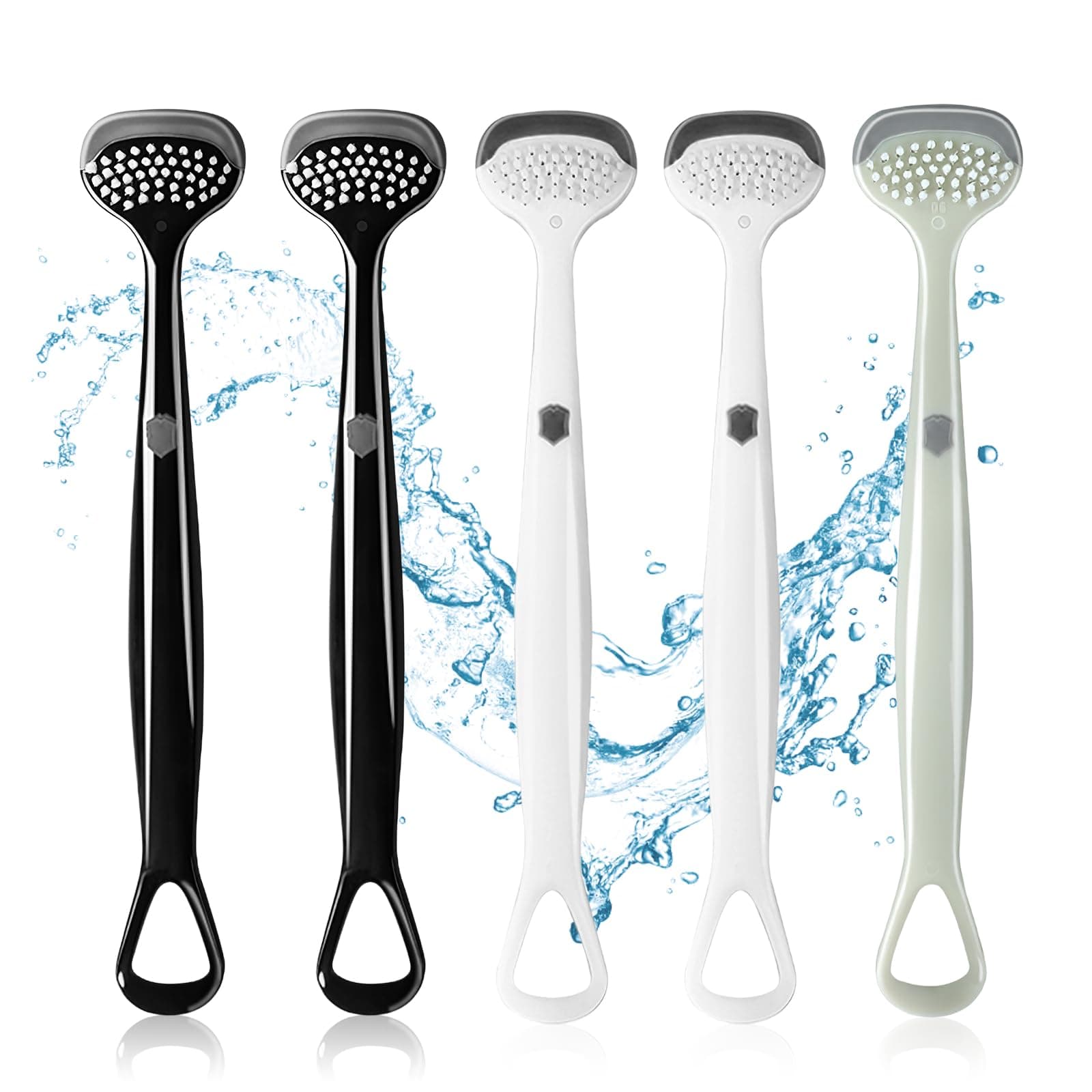 Tongue Brush, Tongue Cleaner, 3 Effects, Bad Breath Care, Multi-functional, Tongue Moss Removal, Hypoallergenic, Prevents Bad Breath, Ergonomic, Anti-Slip Grip, Prevents Vomiting, Dental