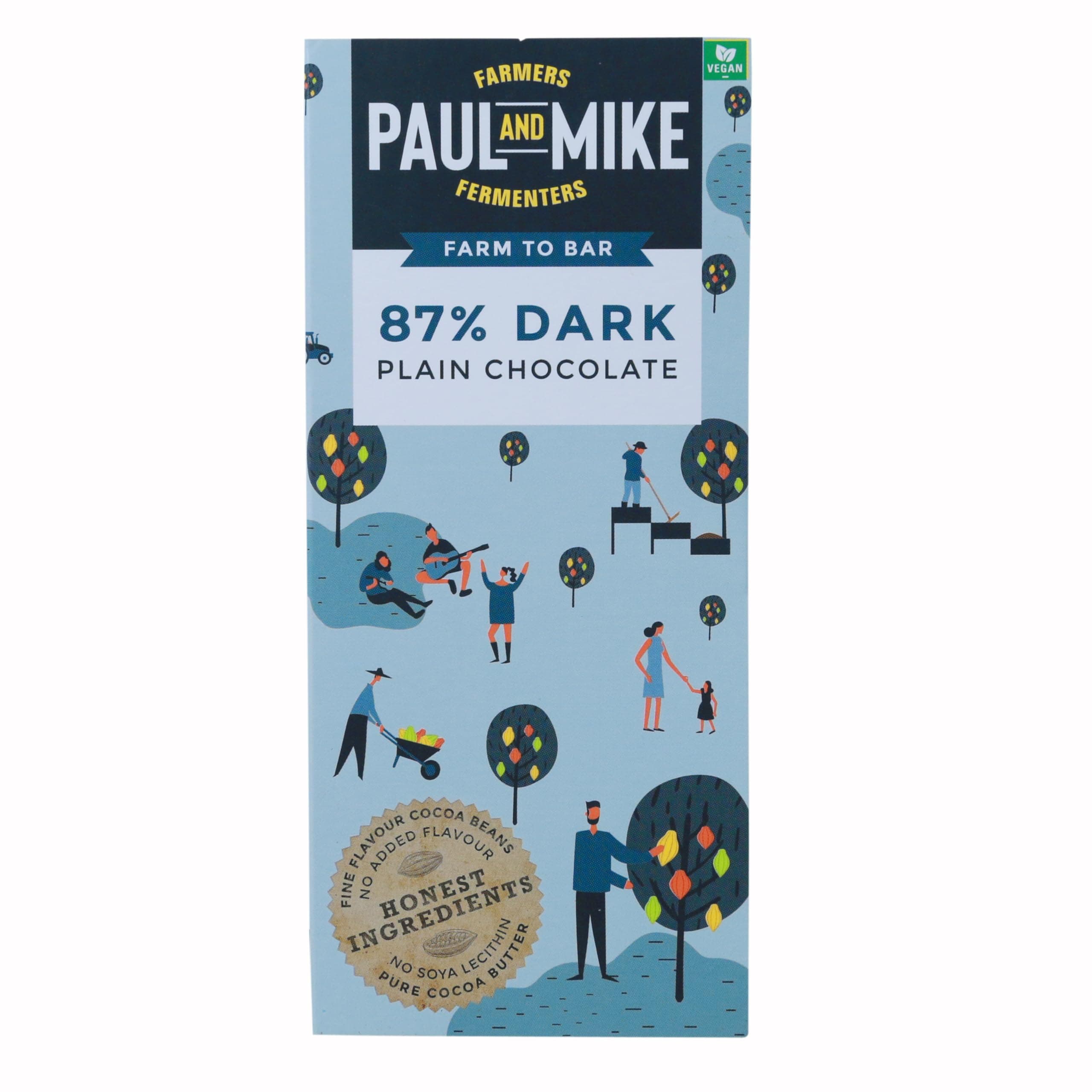 Paul And Mike 87% Dark Vegan Chocolate, 68g (Pack of 1)