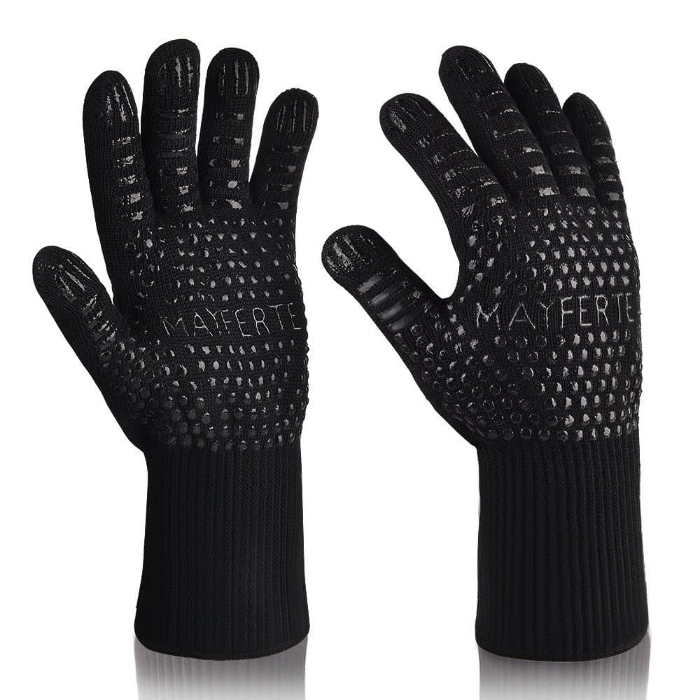 MAYFERTE BBQ Cooking Glove 932°F Extreme Heat Resistant Oven Gloves for Cooking, Grilling, Baking