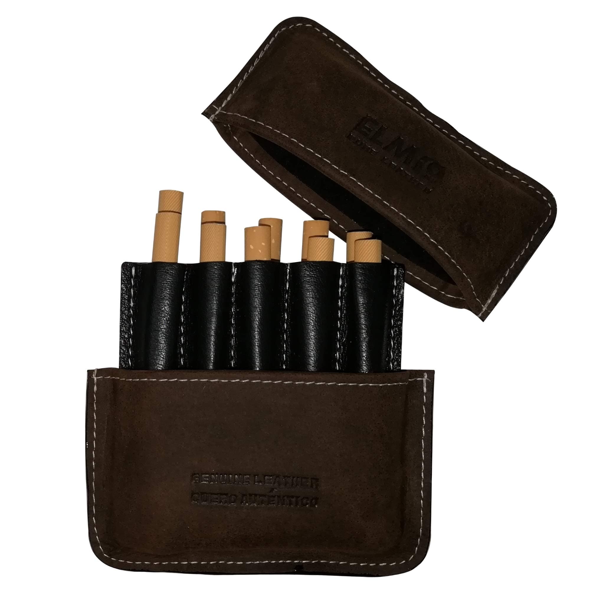 EL Mio� Unique Antique Classic and Royal Pure Genuine Leather Fashionable and Stylish Designer Vintage Brown Cigarette Holder - Can be Carried up to 10 Regular King Size Cigarettes